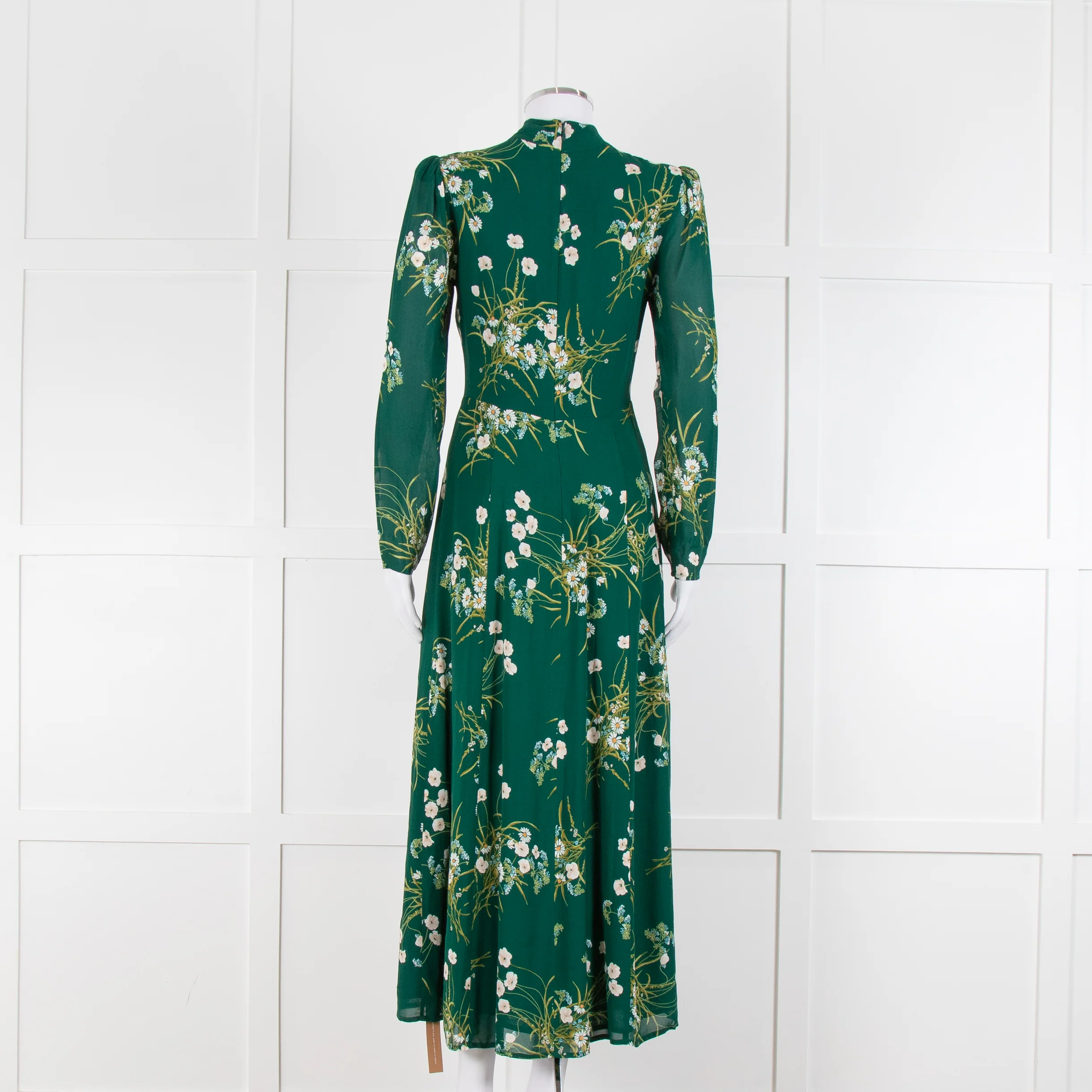 Reformation Green Floral Castalia Long Sleeve Midi Dress - Image 5
