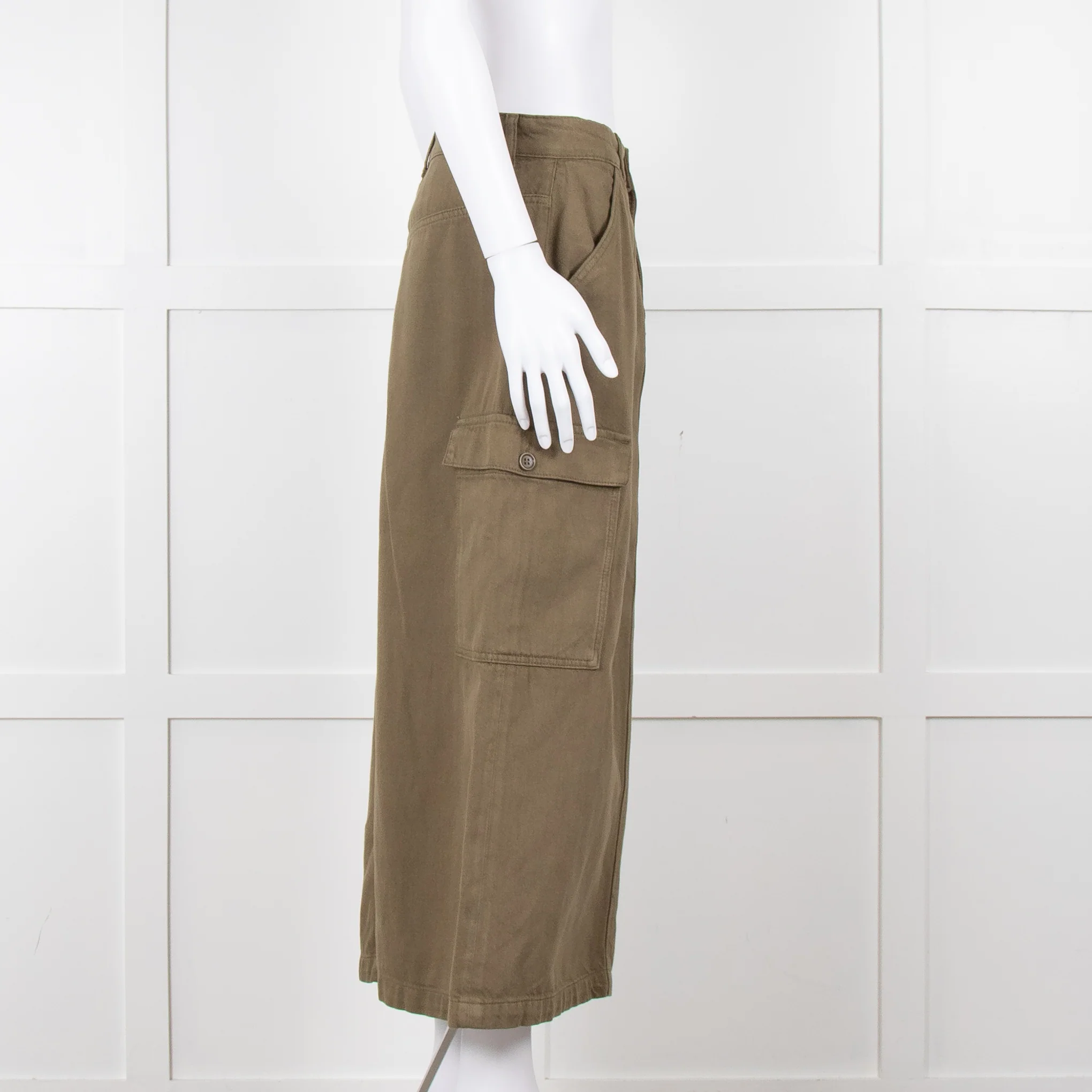 Reformation Khaki Utility Midi Skirt - Image 3