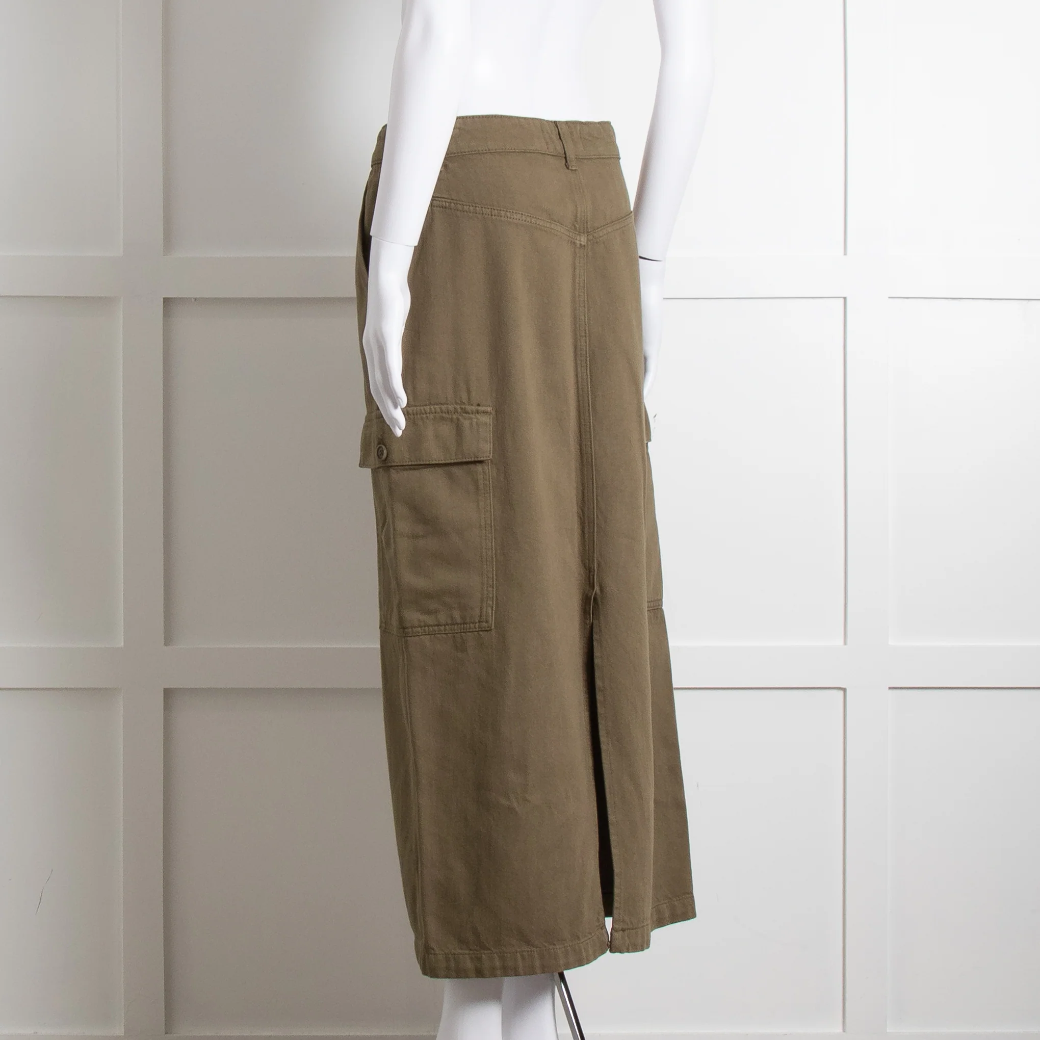 Reformation Khaki Utility Midi Skirt - Image 6