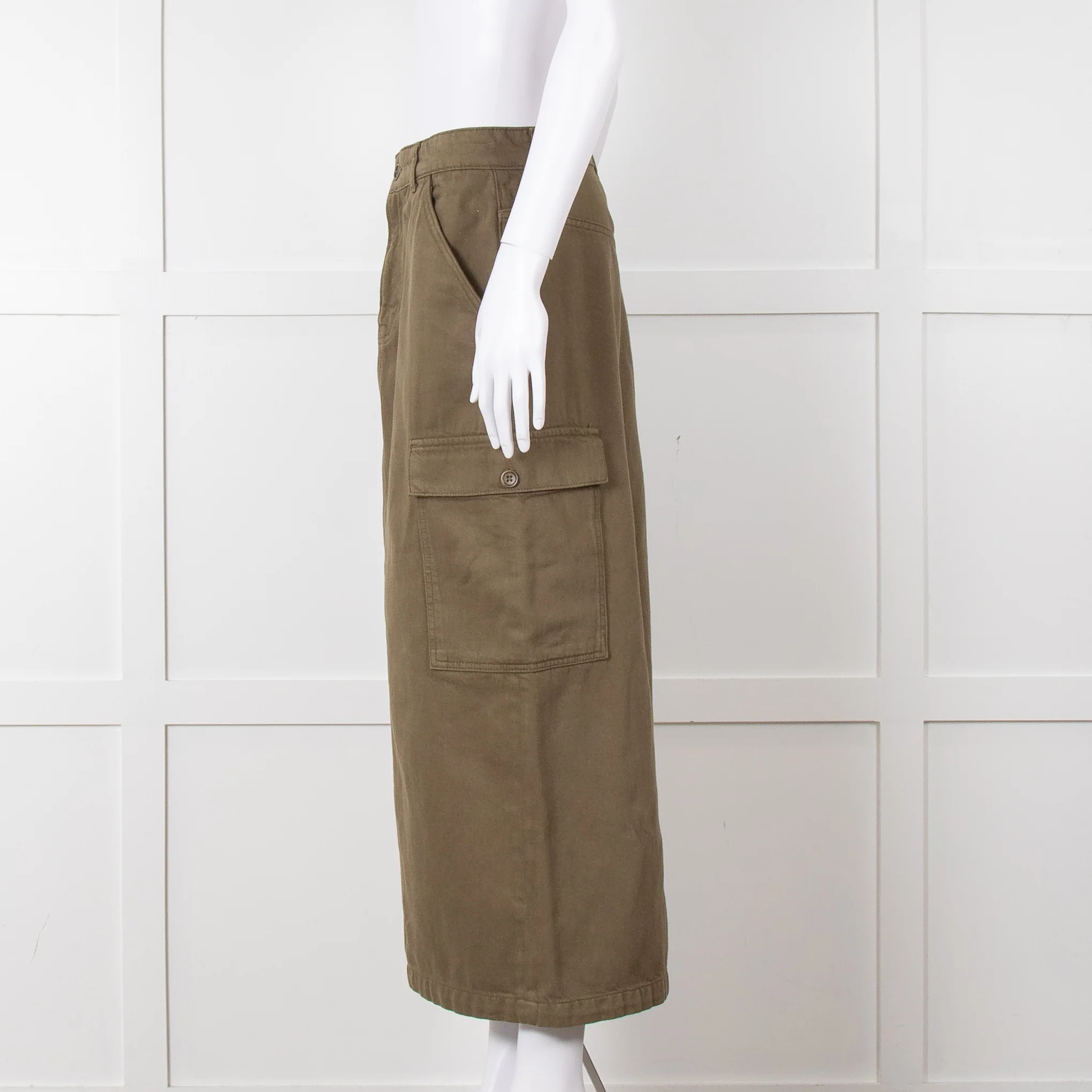 Reformation Khaki Utility Midi Skirt - Image 7