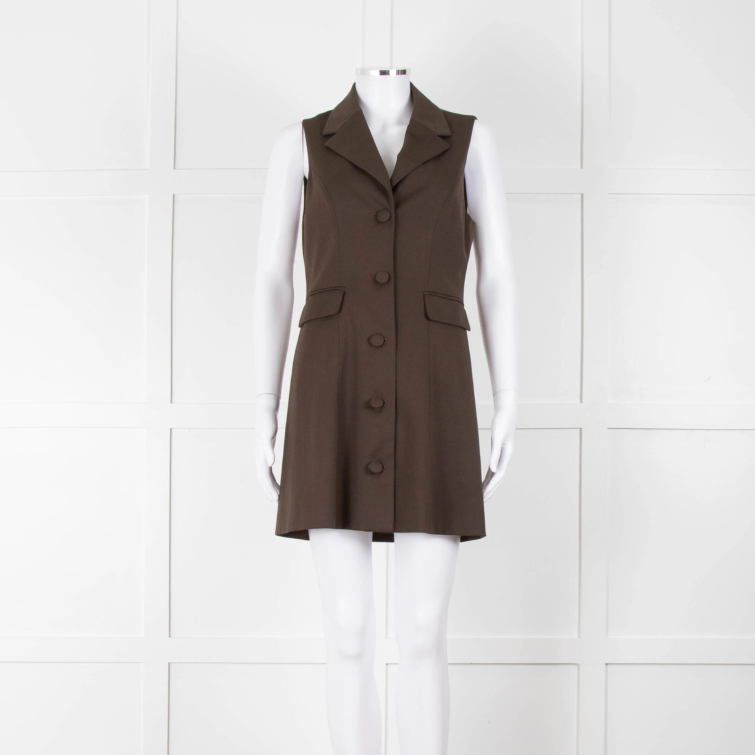 Reformation Sleeveless Brown Blazer Dress