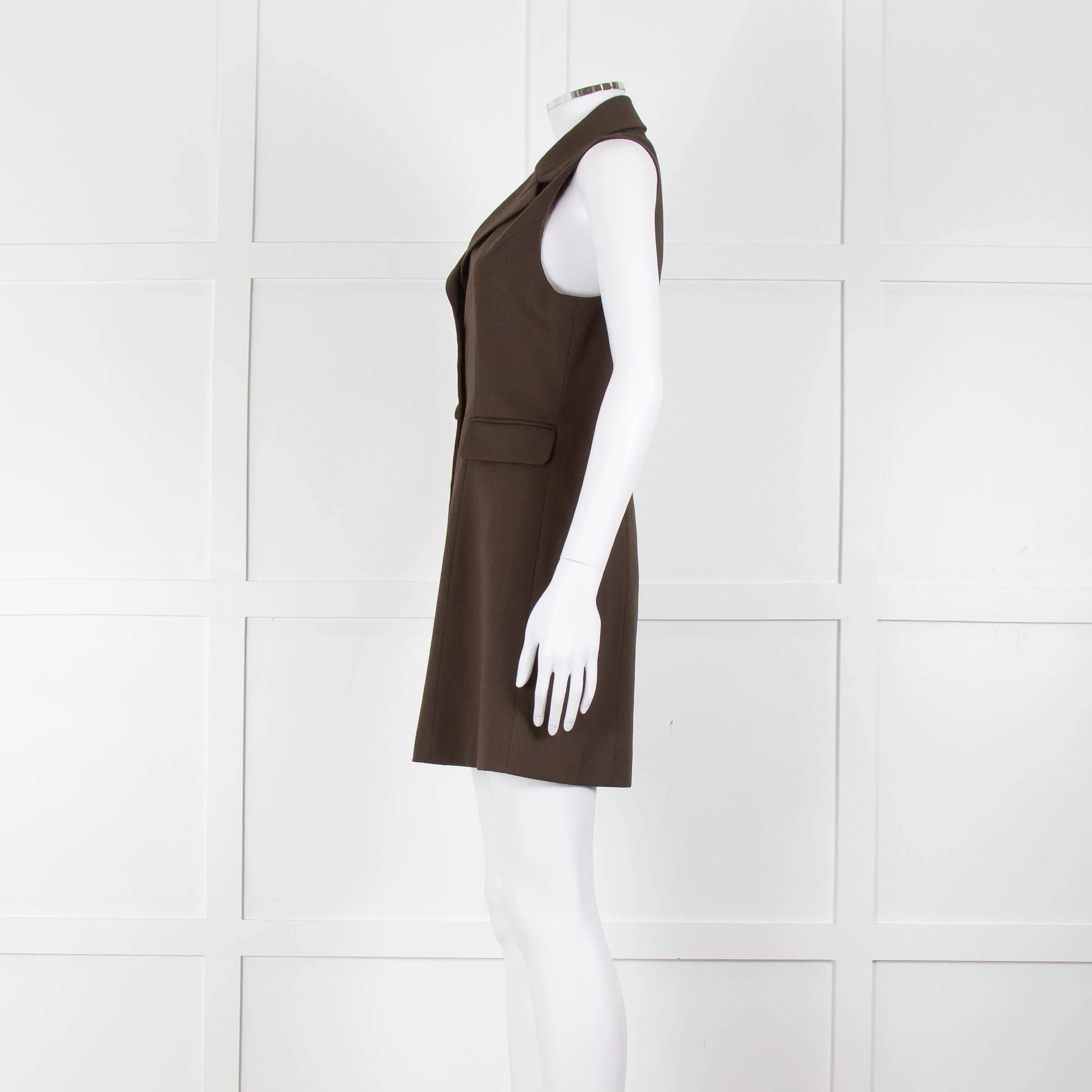 Reformation Sleeveless Brown Blazer Dress - Image 7