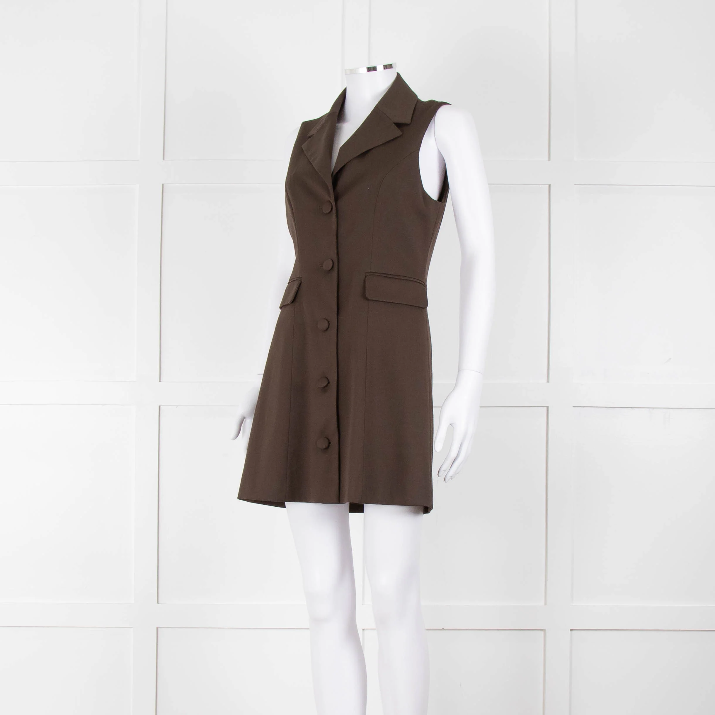 Reformation Sleeveless Brown Blazer Dress - Image 8