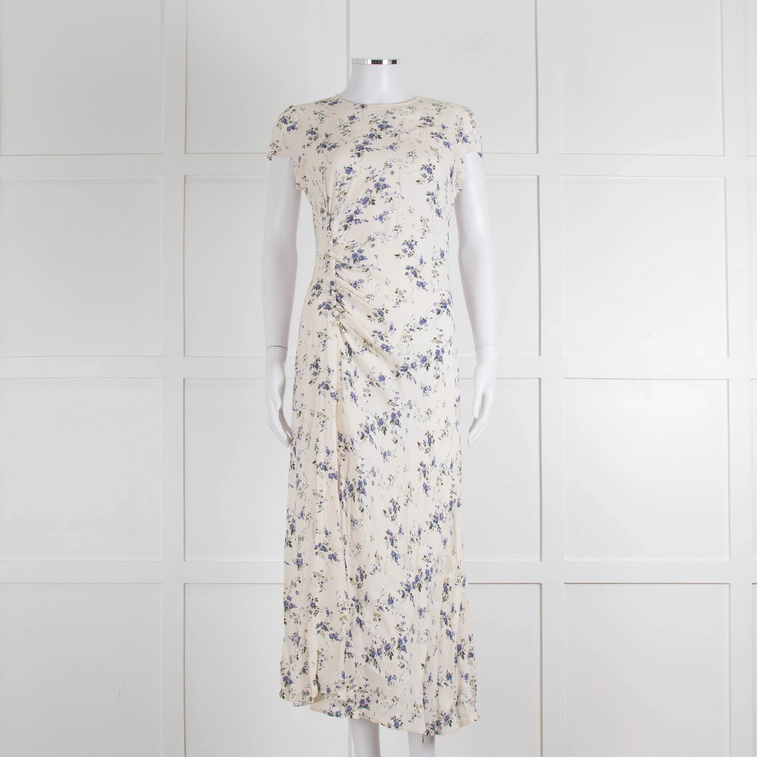 Reformation Small Floral Print Dress With Side Buttons
