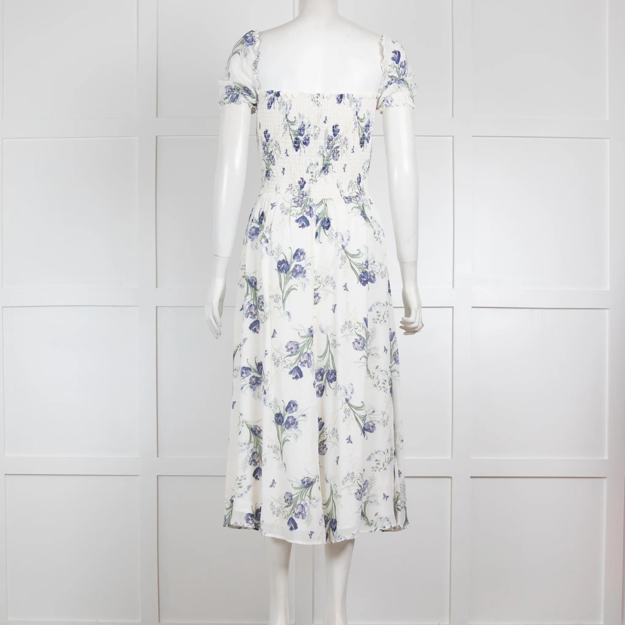 Reformation White Floral Smocked Dress - Image 3
