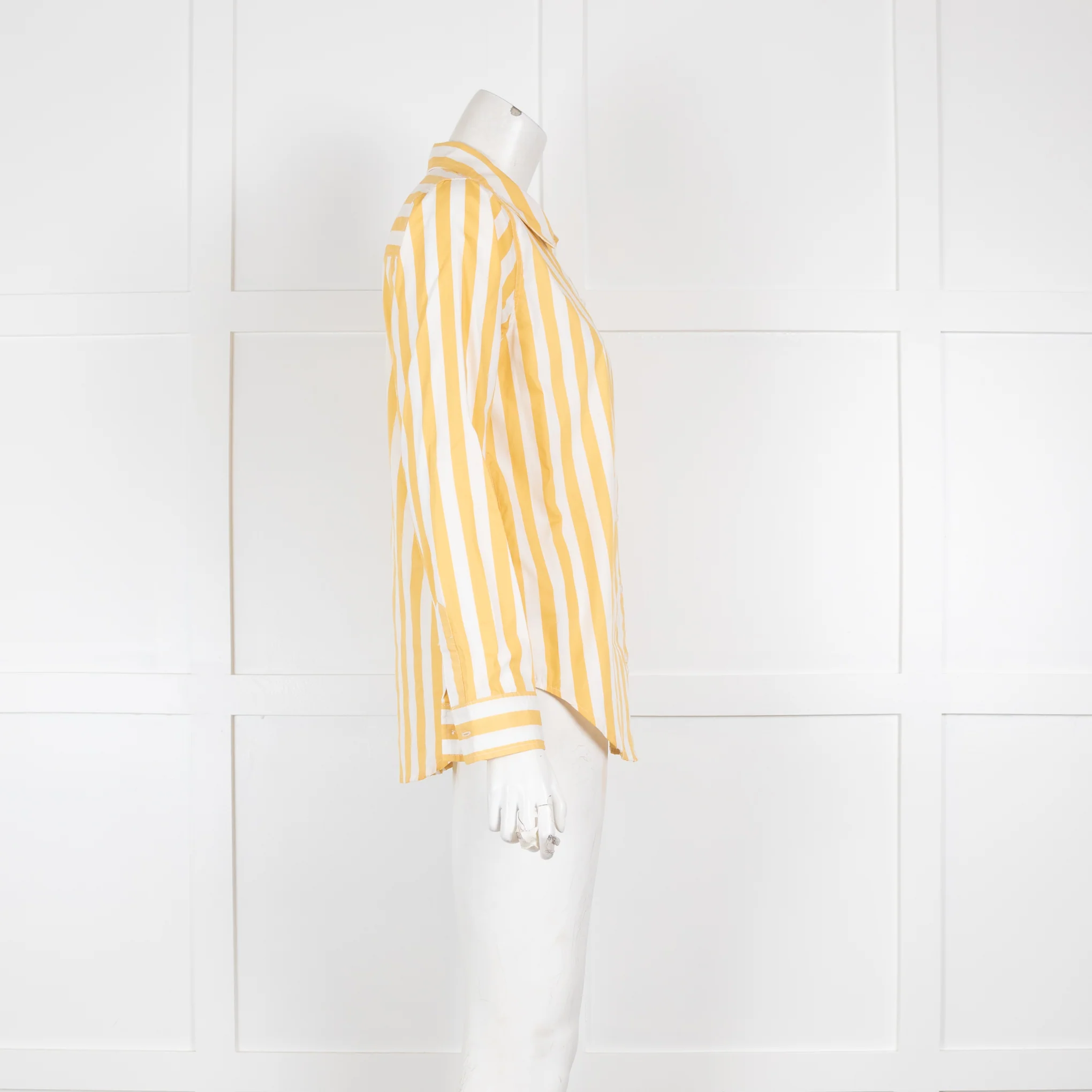 Reiko Yellow and White Striped Collared Shirt - Image 2