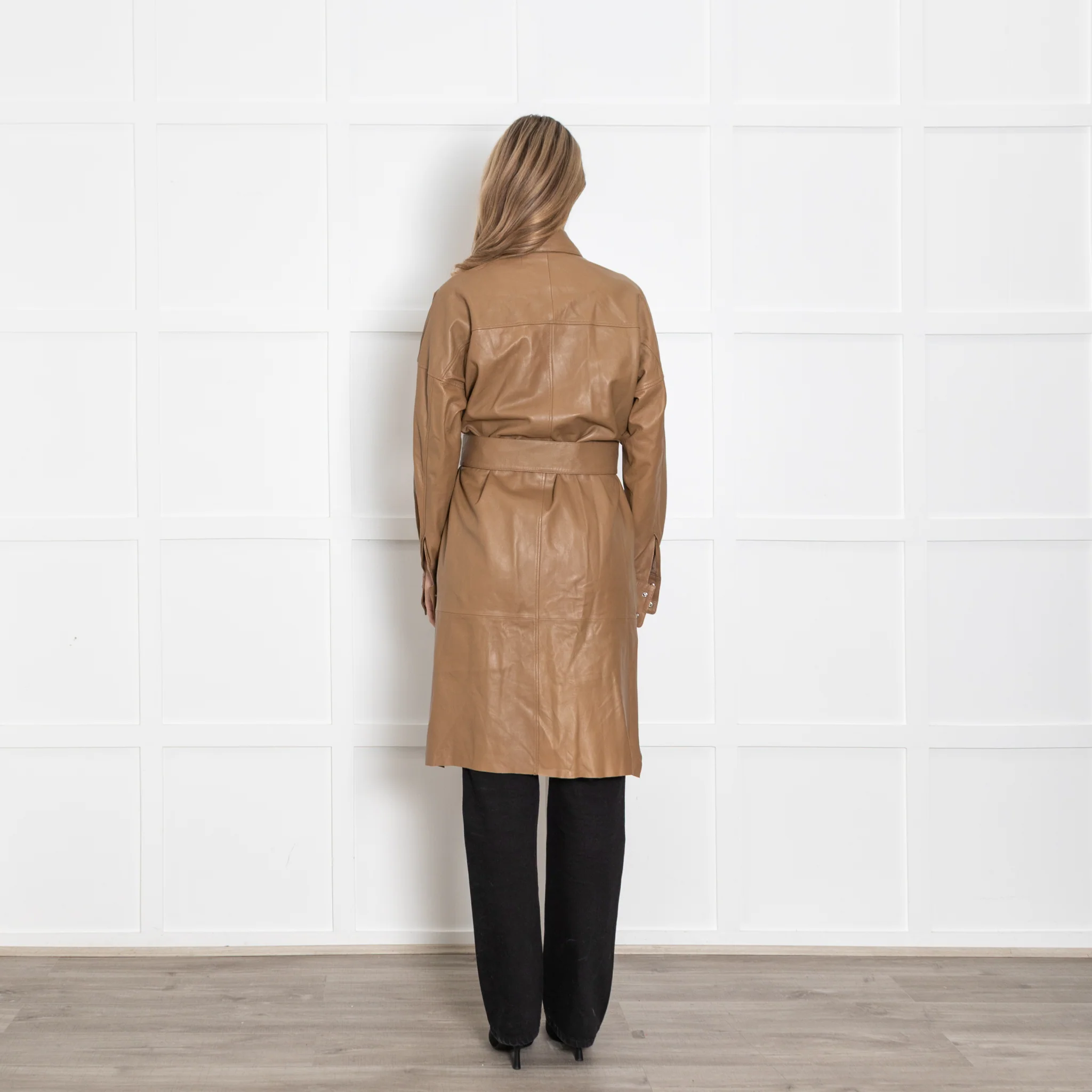 Remain Birger Christensen Tan Leather Shirt/Coat With Belt - Image 5