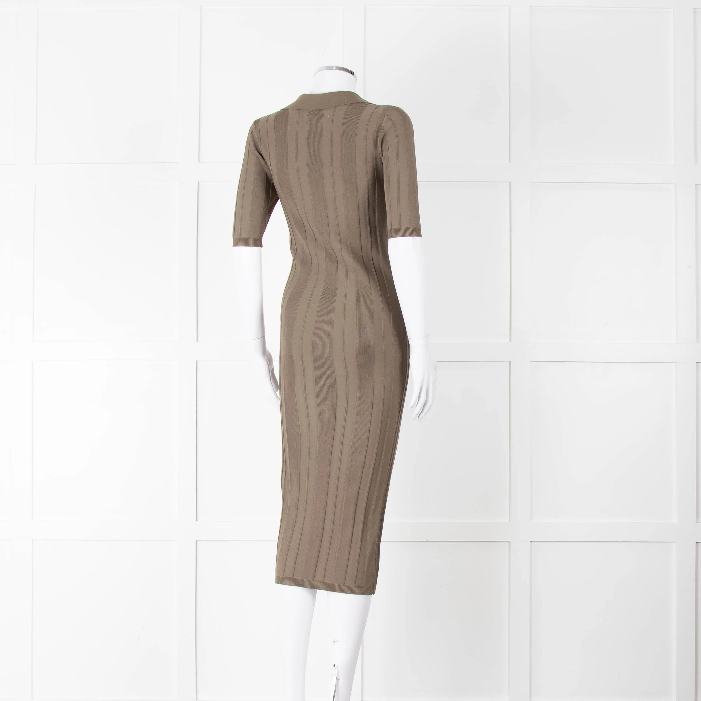 Remain by Birger Christensen Khaki Jumbo Rib Short Sleeve Knit Dress - Image 4