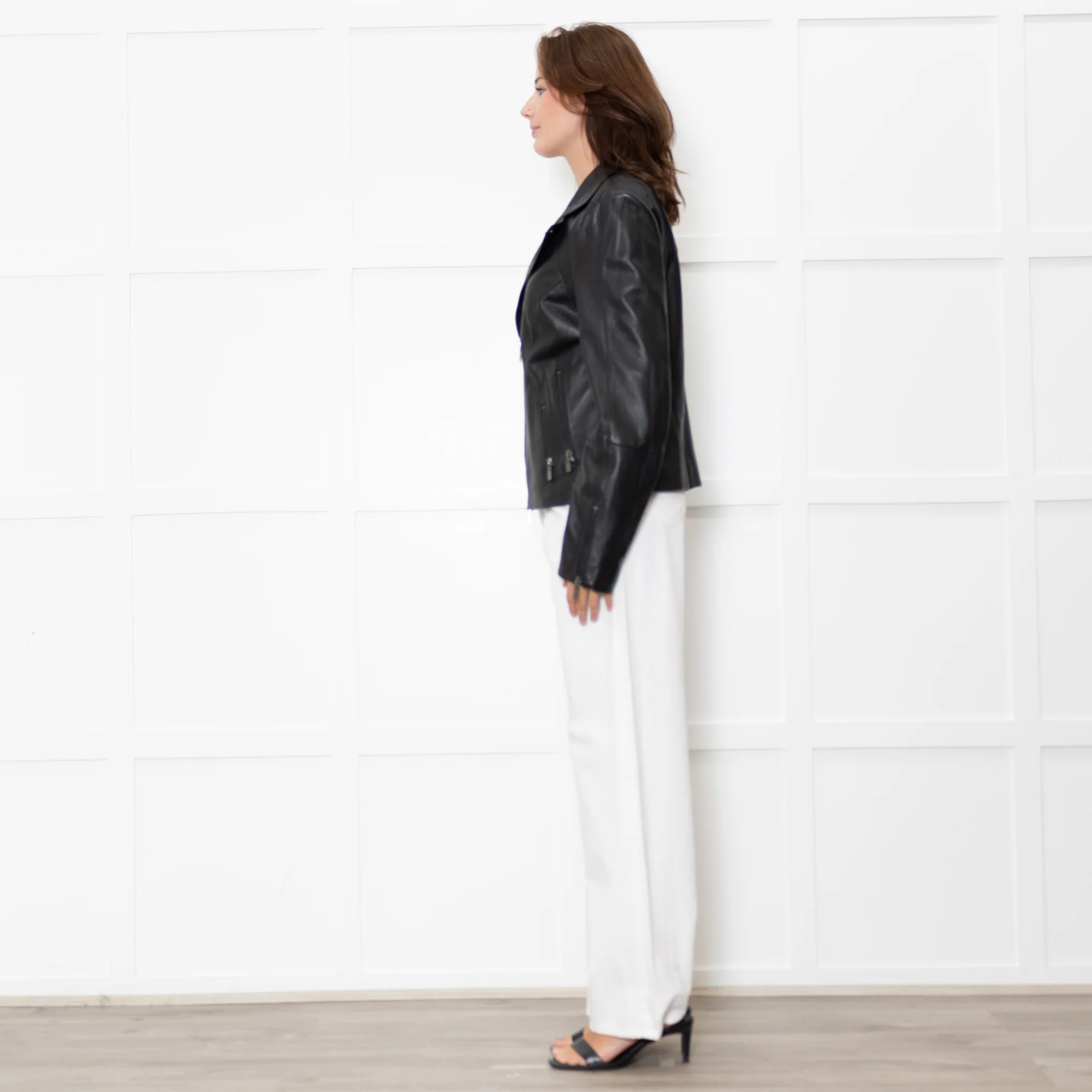 Repeat Luxury Black Leather Biker Jacket - Image 4