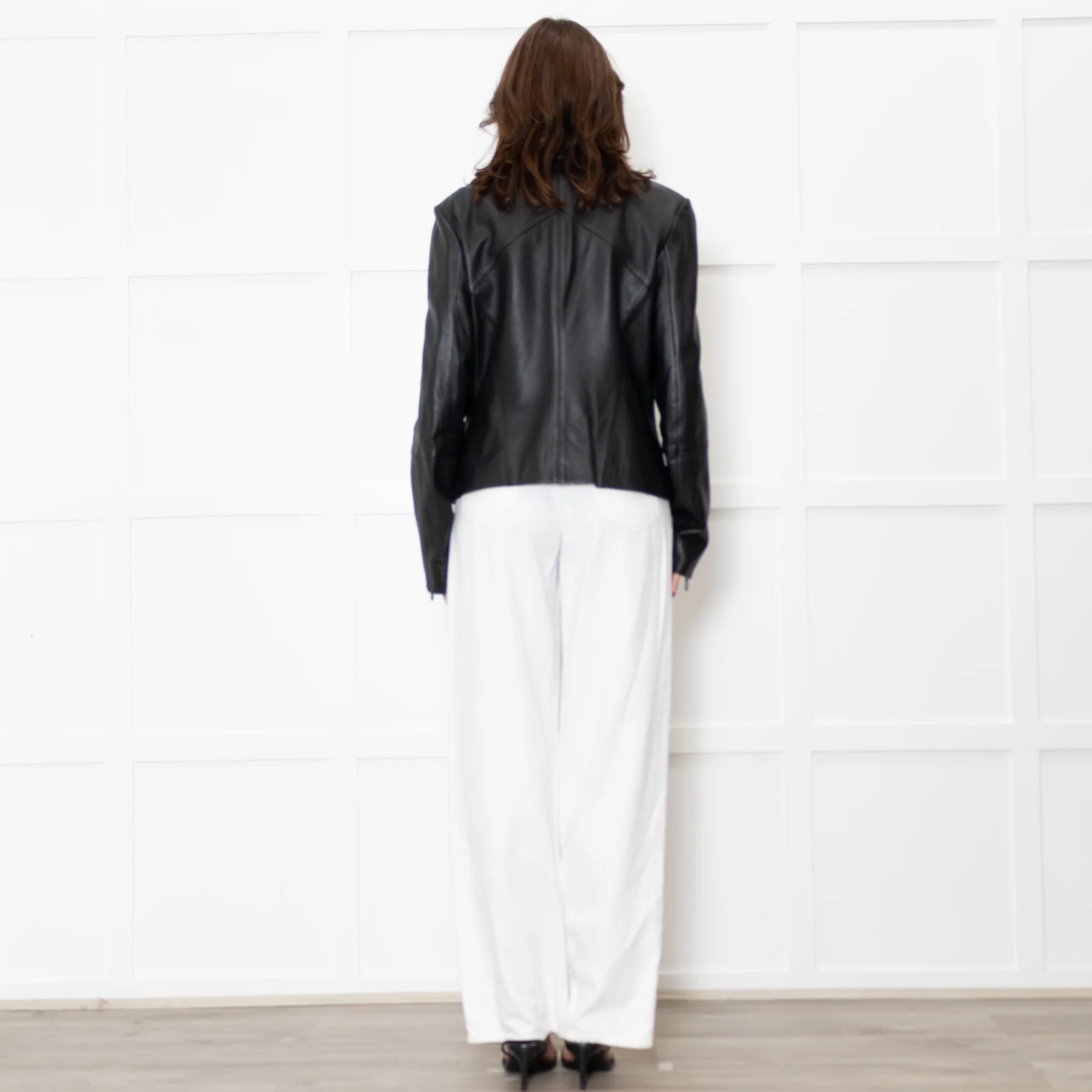 Repeat Luxury Black Leather Biker Jacket - Image 5