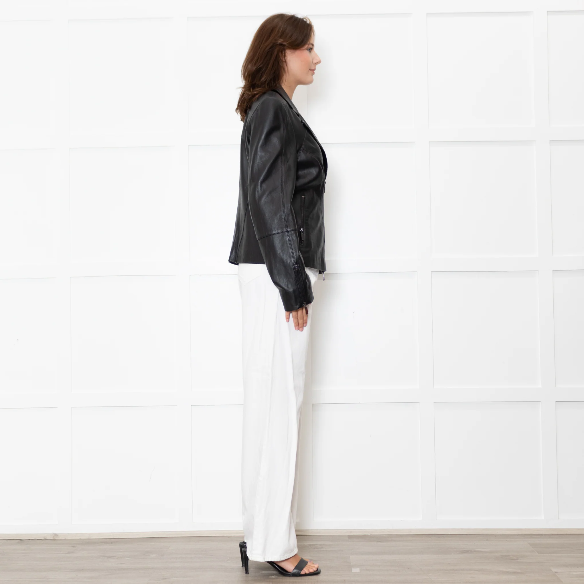 Repeat Luxury Black Leather Biker Jacket - Image 6
