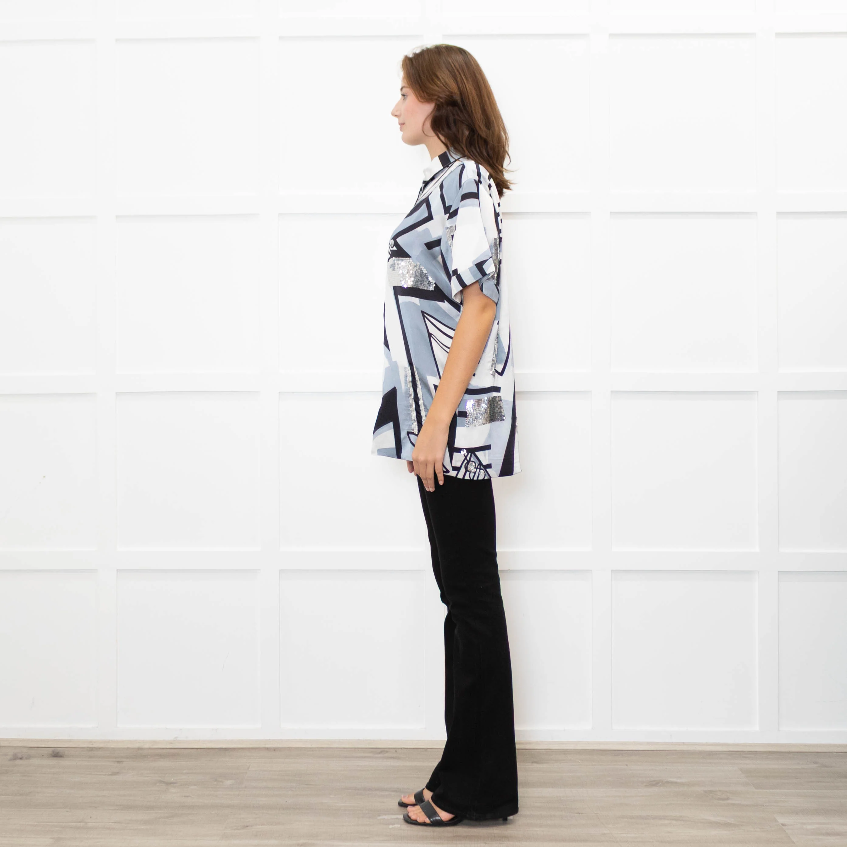 Retrofete Grey And Black With Sequin Insert Shirt - Image 4