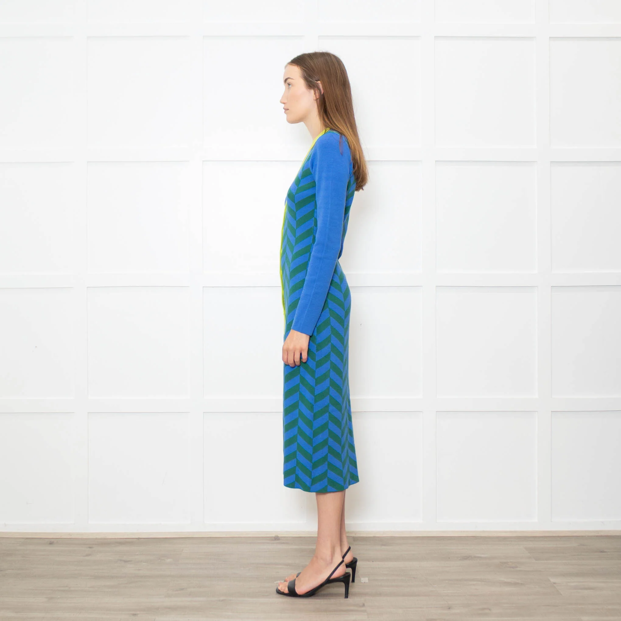 Rhode Green and Blue Chevron Knit Shirt Dress - Image 4