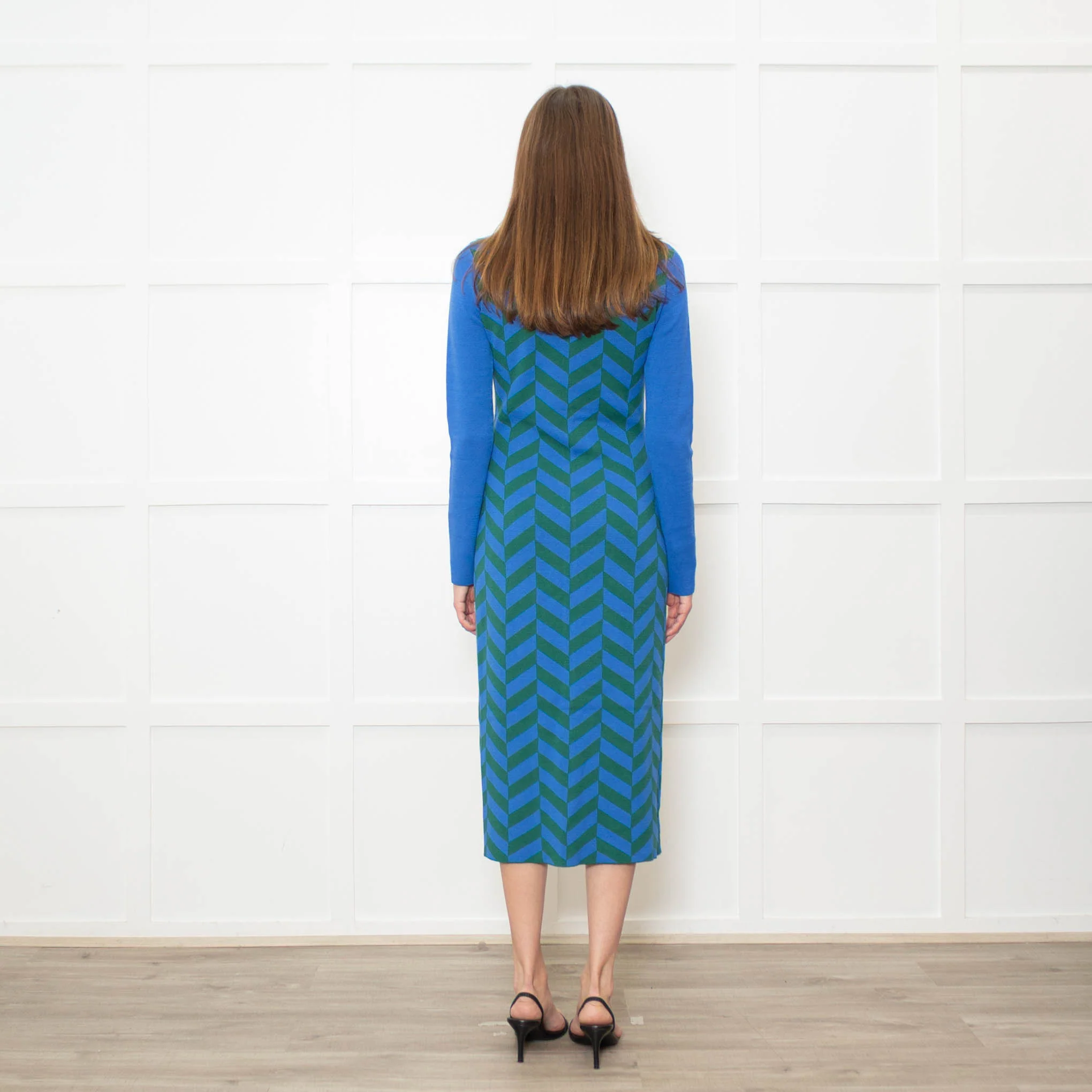 Rhode Green and Blue Chevron Knit Shirt Dress - Image 5