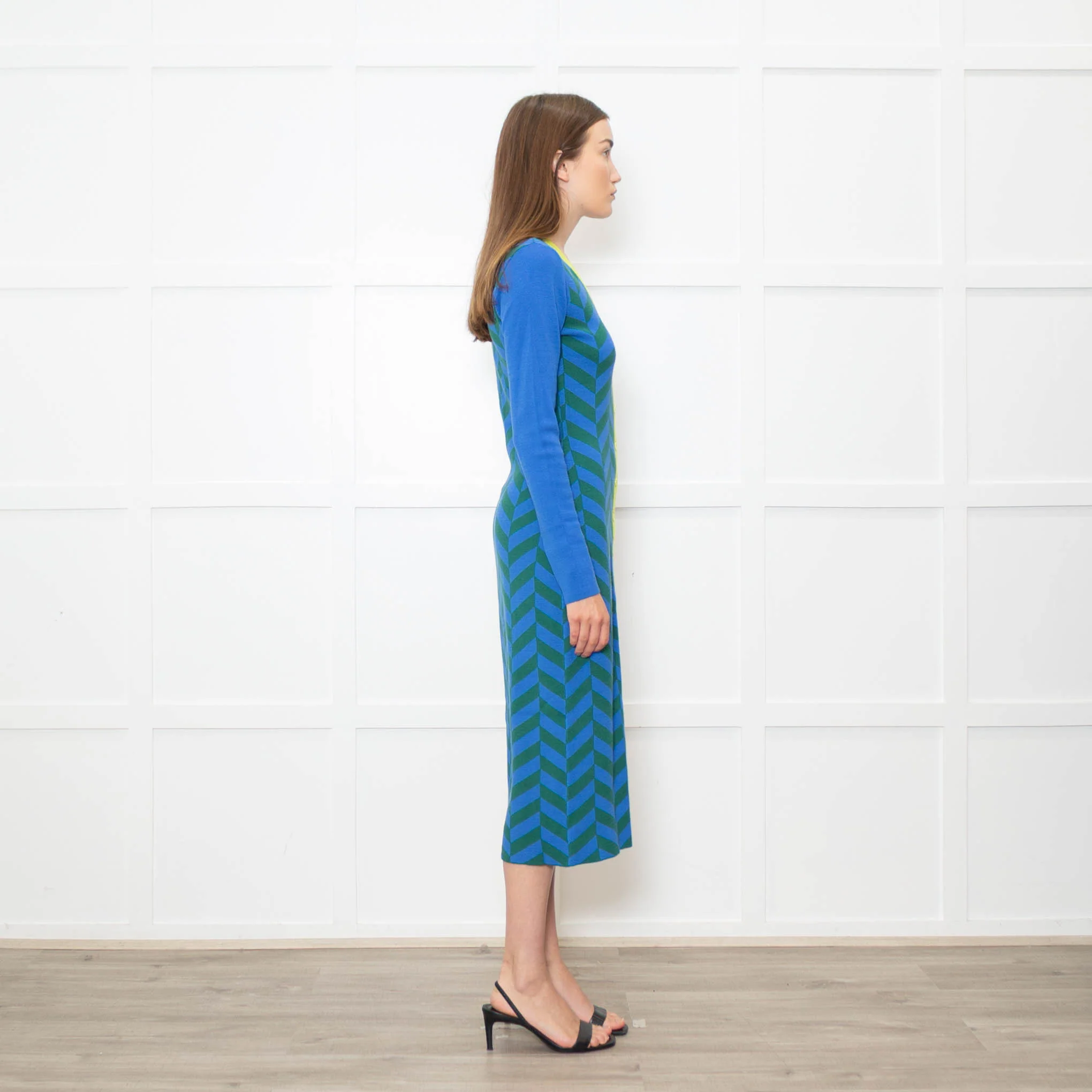 Rhode Green and Blue Chevron Knit Shirt Dress - Image 6