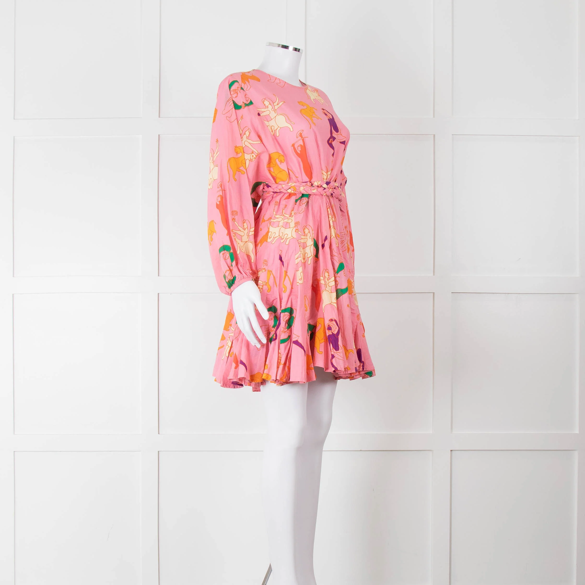 Rhode Pink Patterned Ella Fluted Mini Dress - Image 2