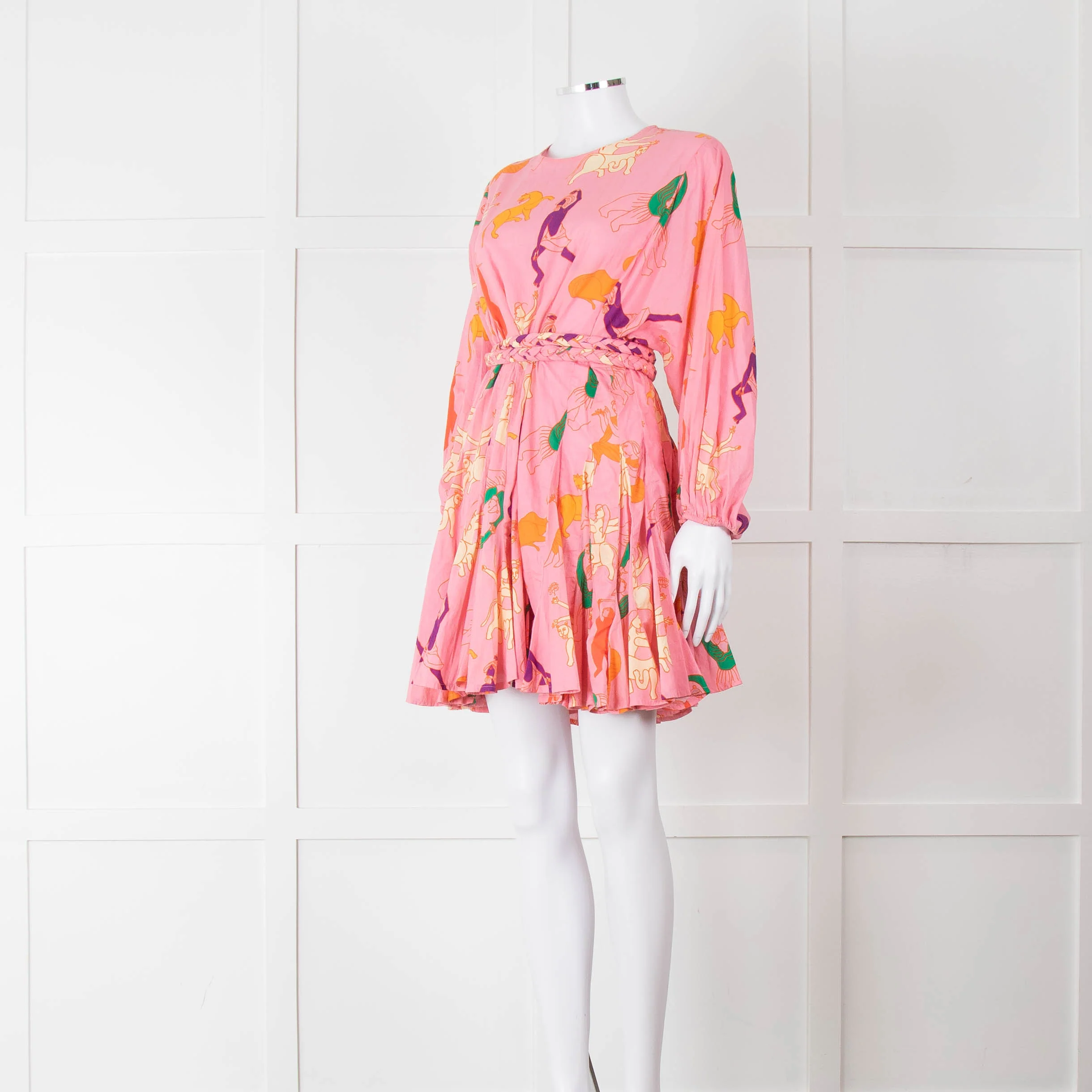 Rhode Pink Patterned Ella Fluted Mini Dress - Image 8