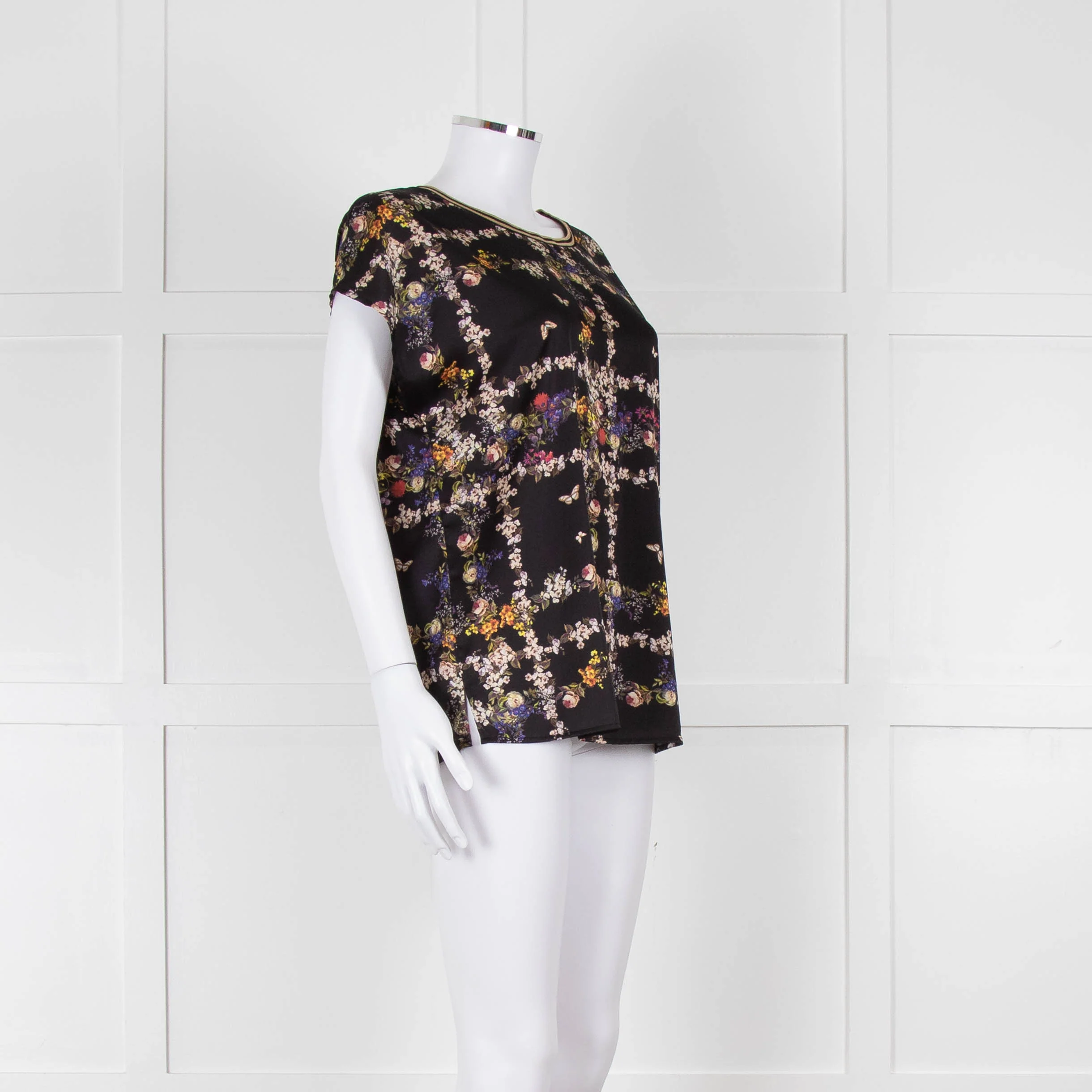 Riani Black & Multicolour Floral Short Sleeve Top - Image 2