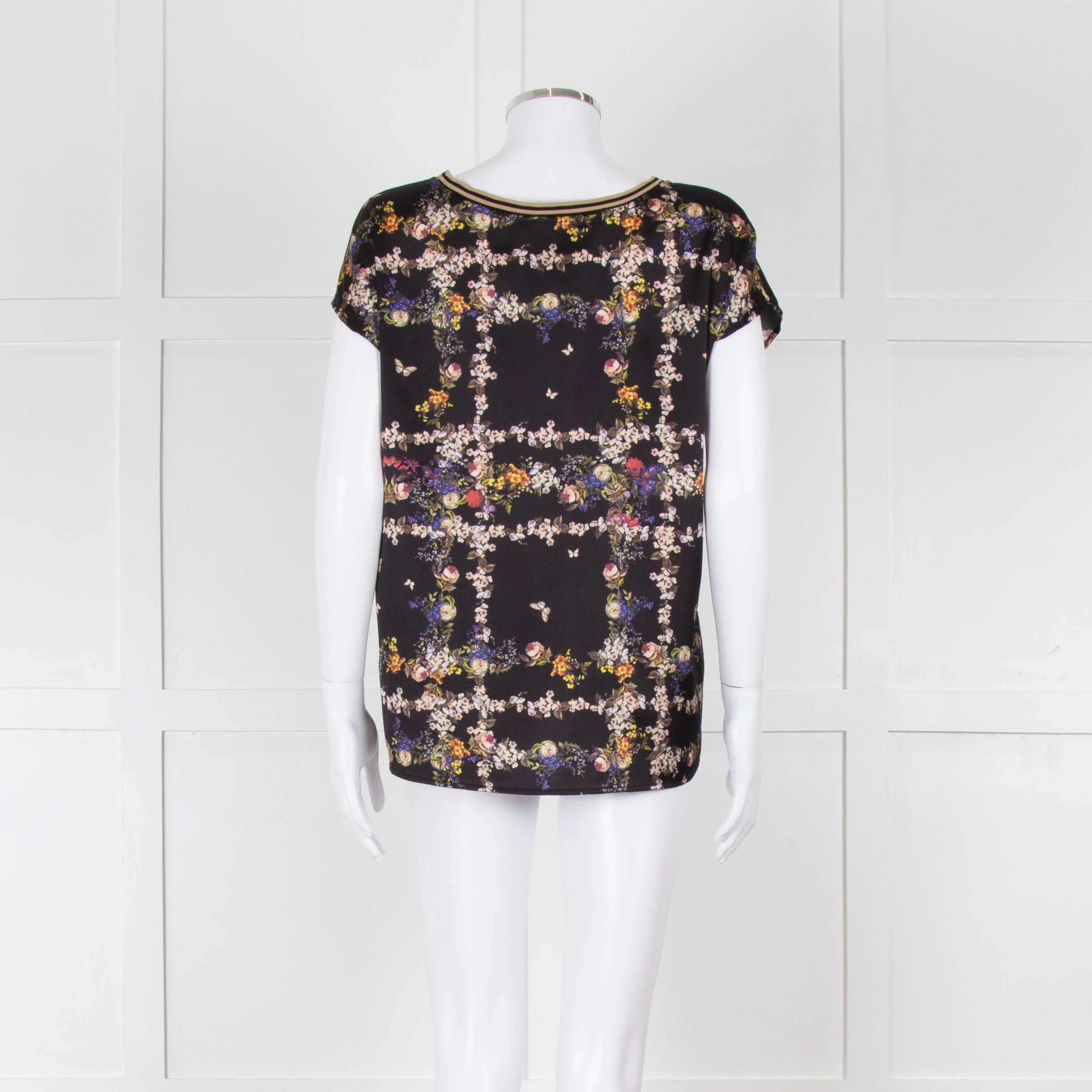 Riani Black & Multicolour Floral Short Sleeve Top - Image 5