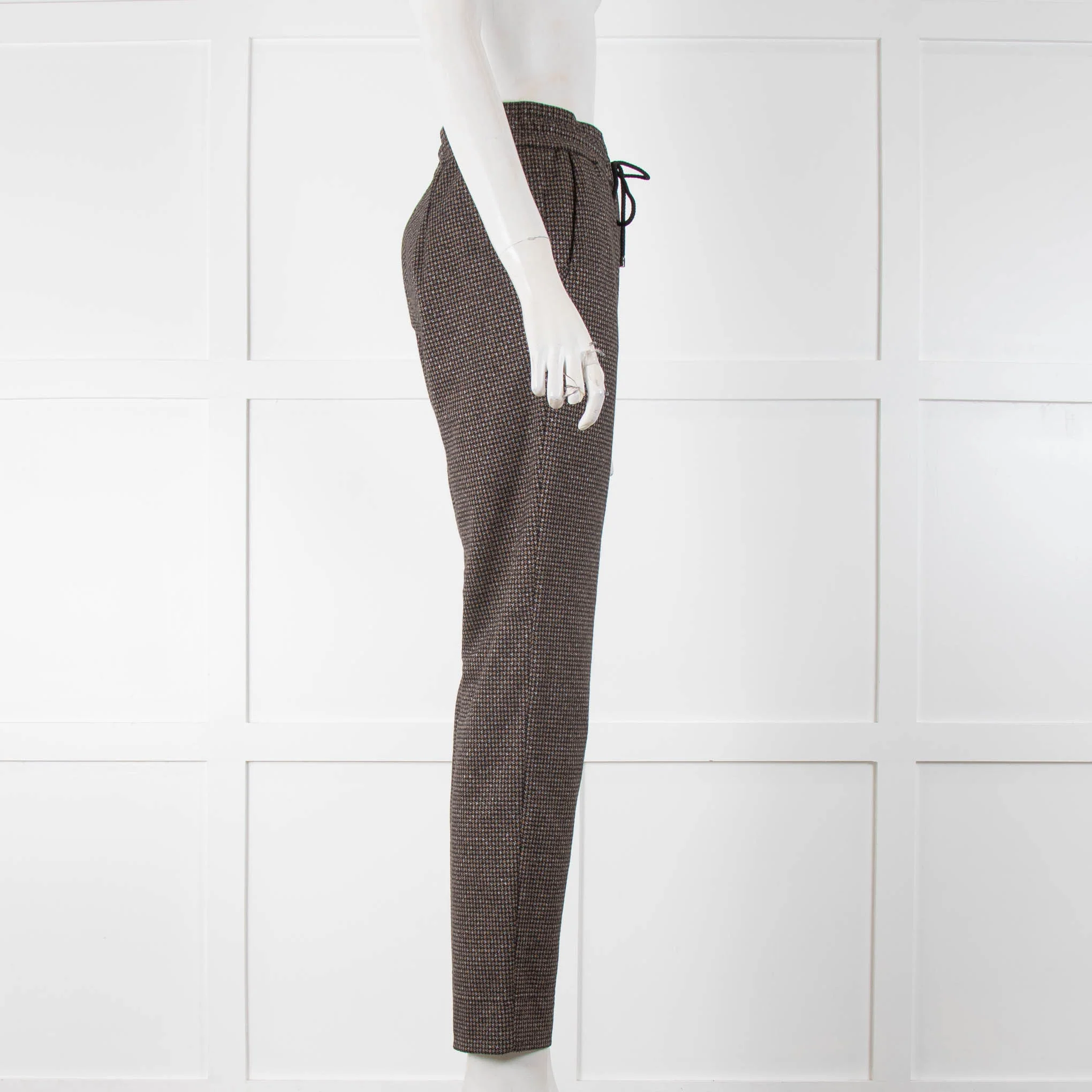 Riani Brown Check Trousers Drawstring Waist - Image 2