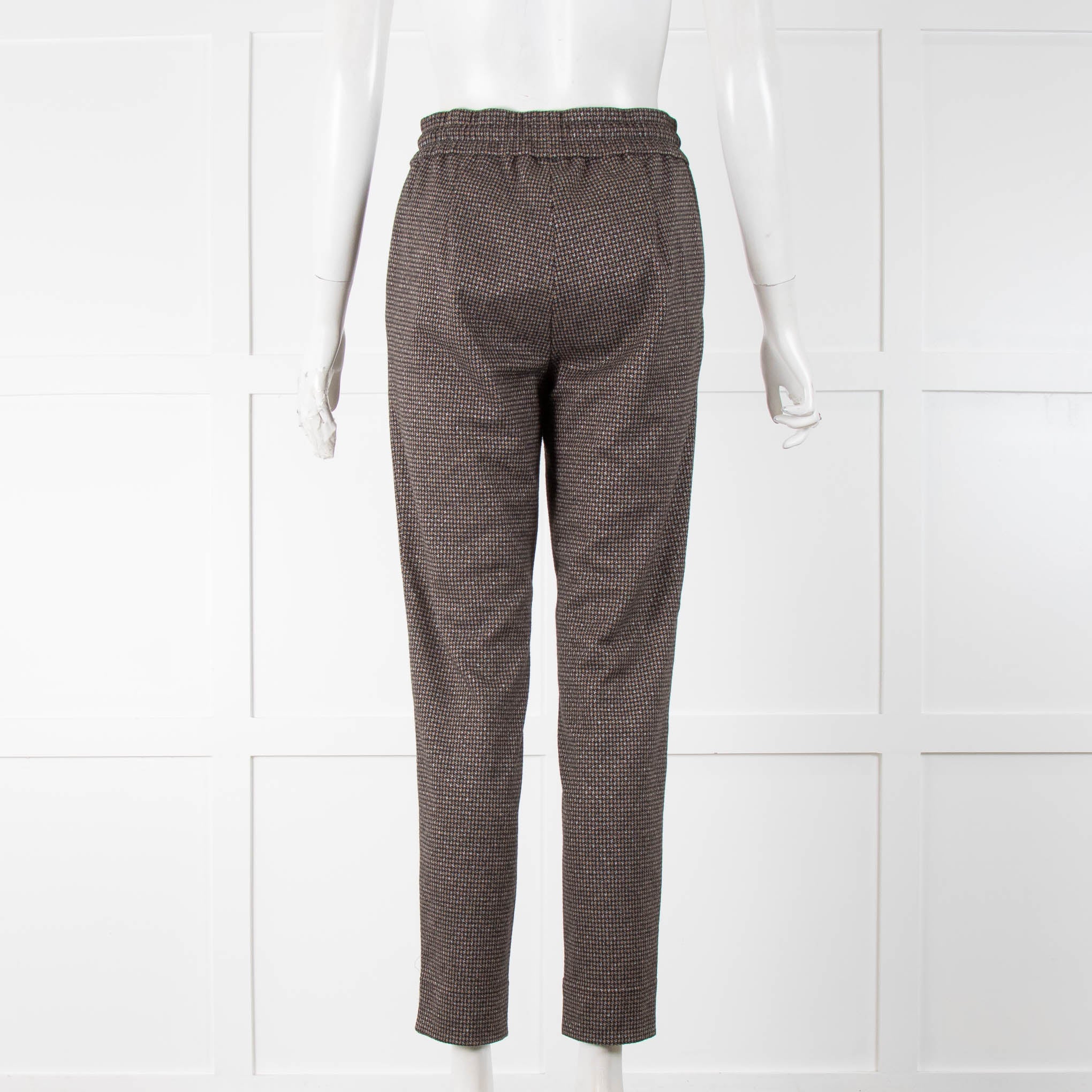 Riani Brown Check Trousers Drawstring Waist - Image 3
