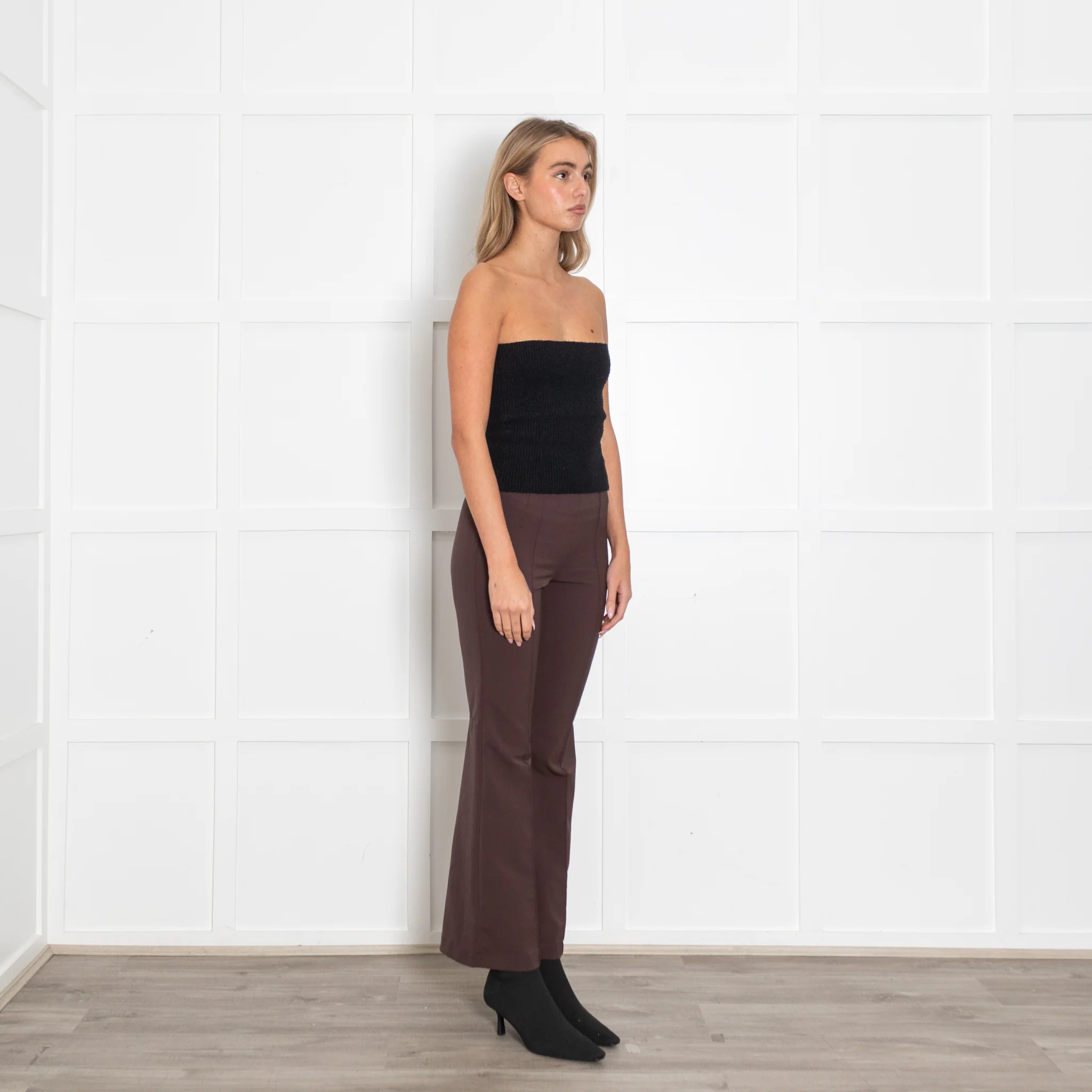 Riani Brown Stretch Bootleg Trousers - Image 7
