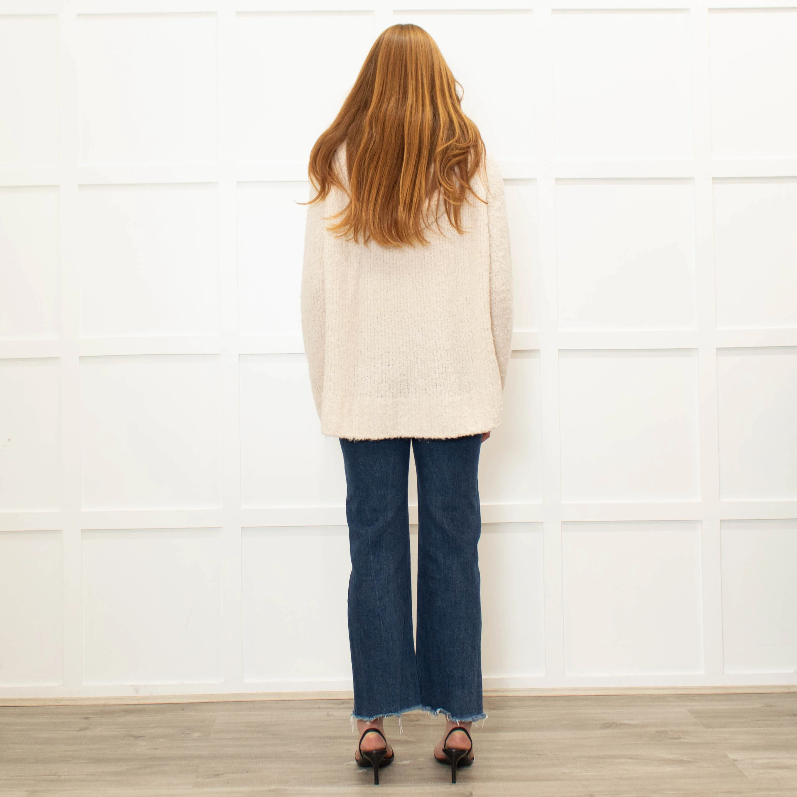 Riani Cream Hooded Boucle Jumper - Image 4