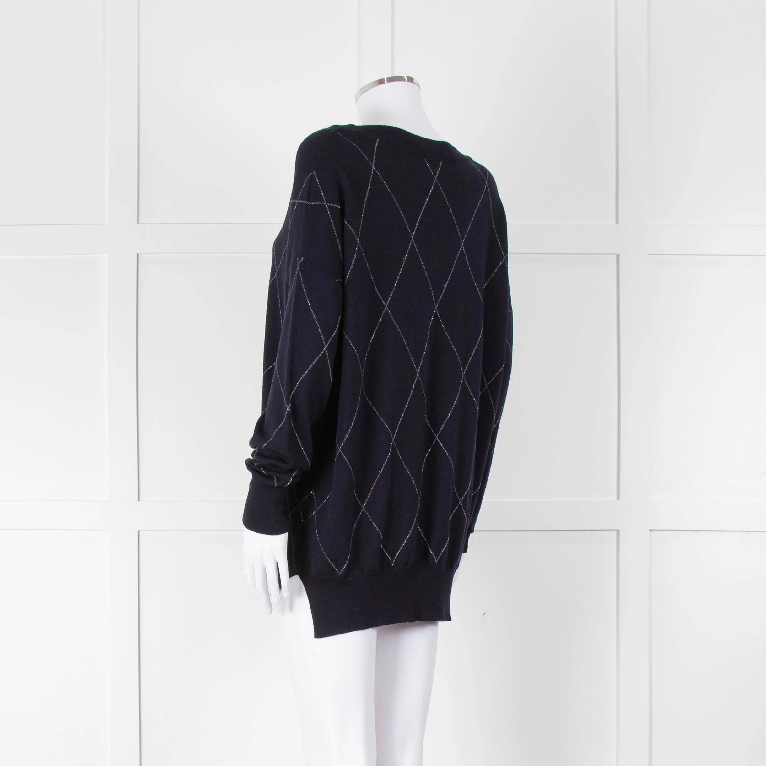 Riani Navy Argyle Silver Lurex Jumper - Image 6
