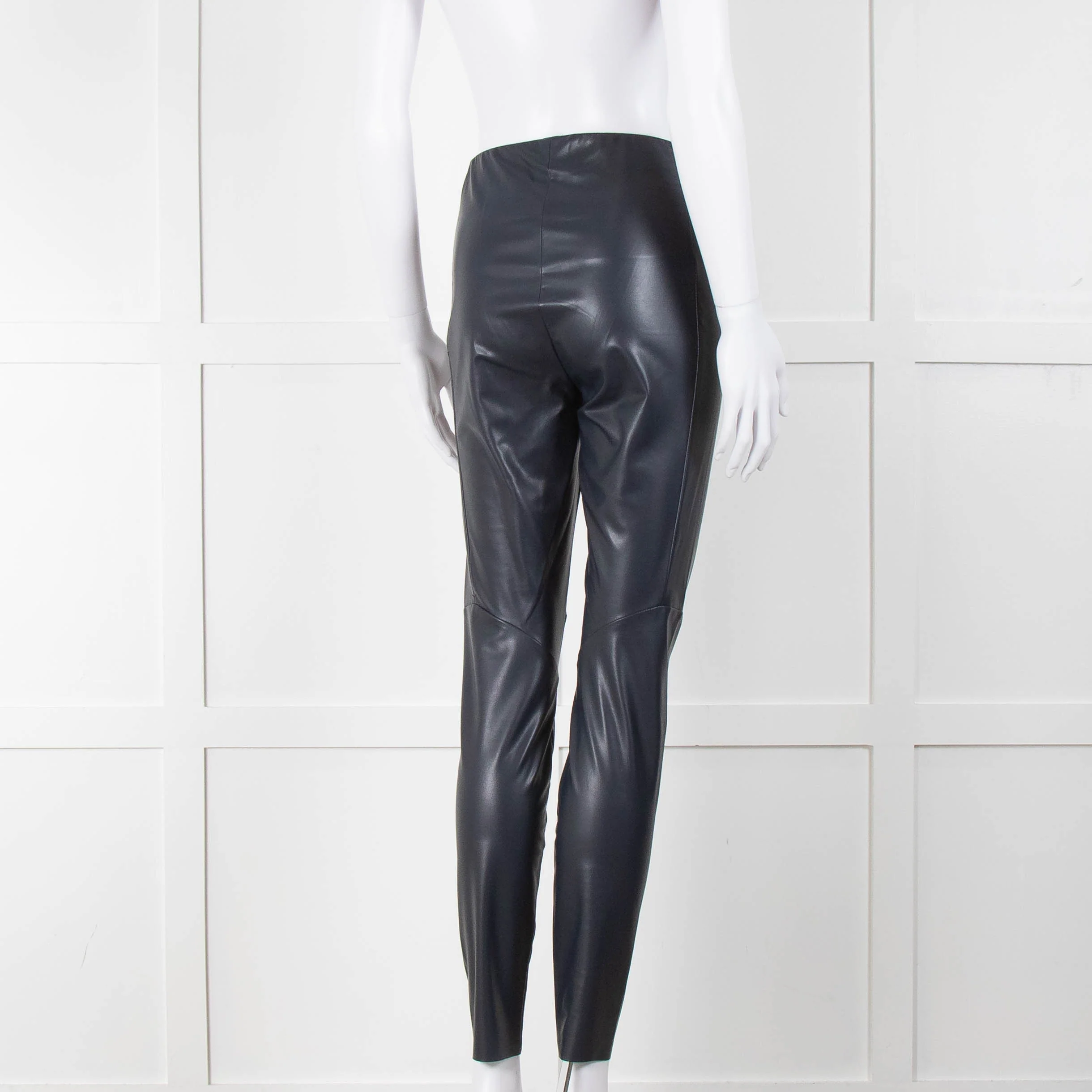 Riani Navy Faux Leather Leggings - Image 4