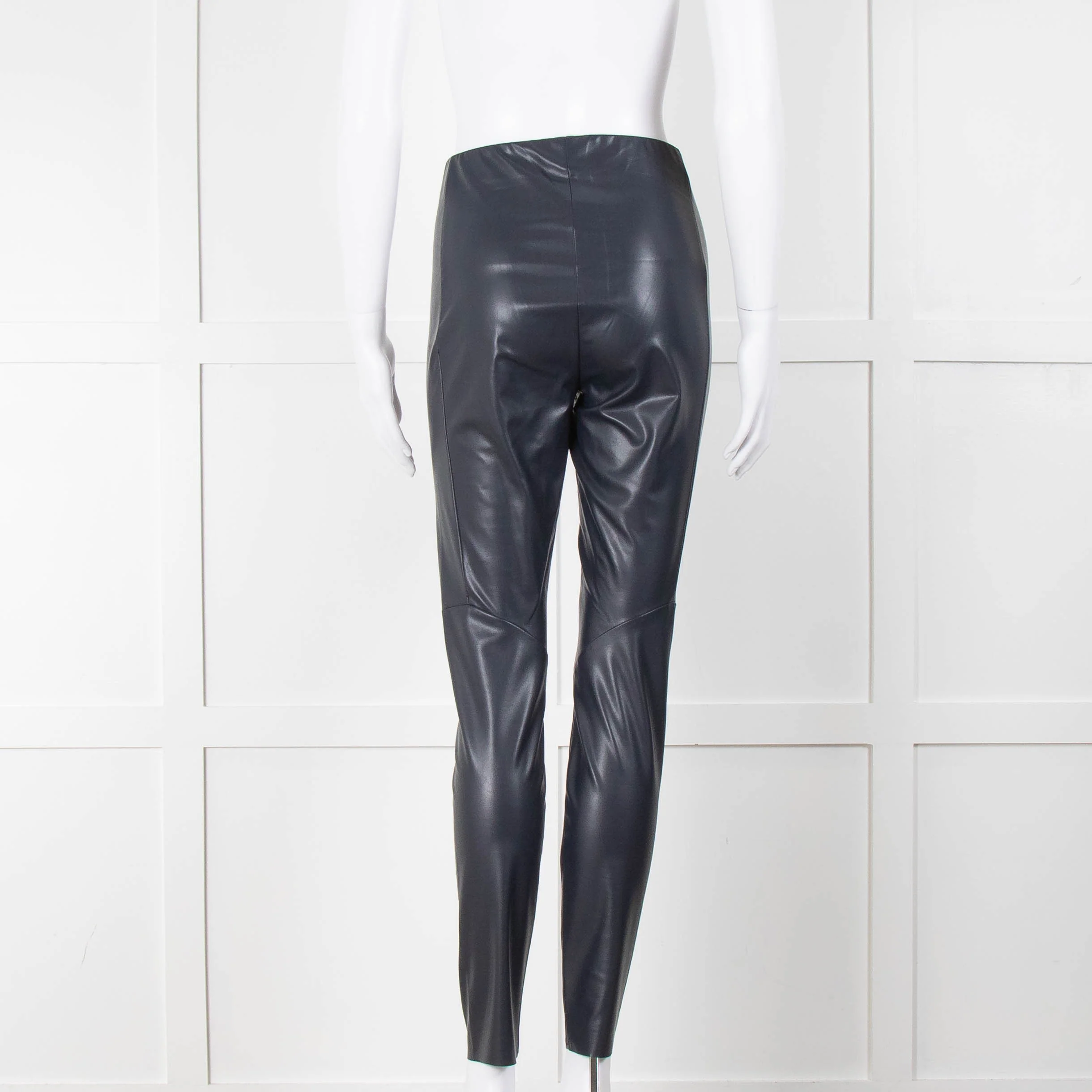 Riani Navy Faux Leather Leggings - Image 5