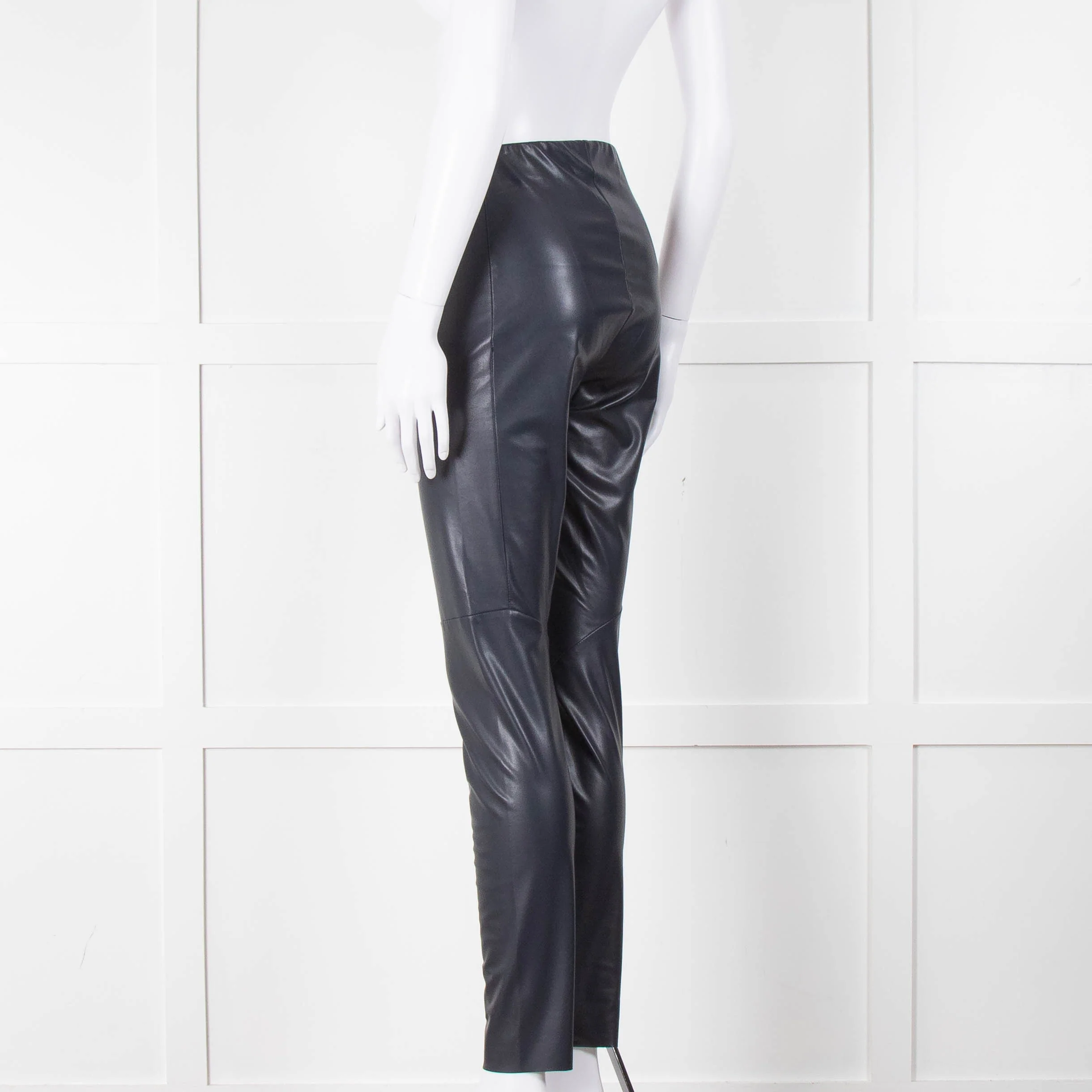 Riani Navy Faux Leather Leggings - Image 6
