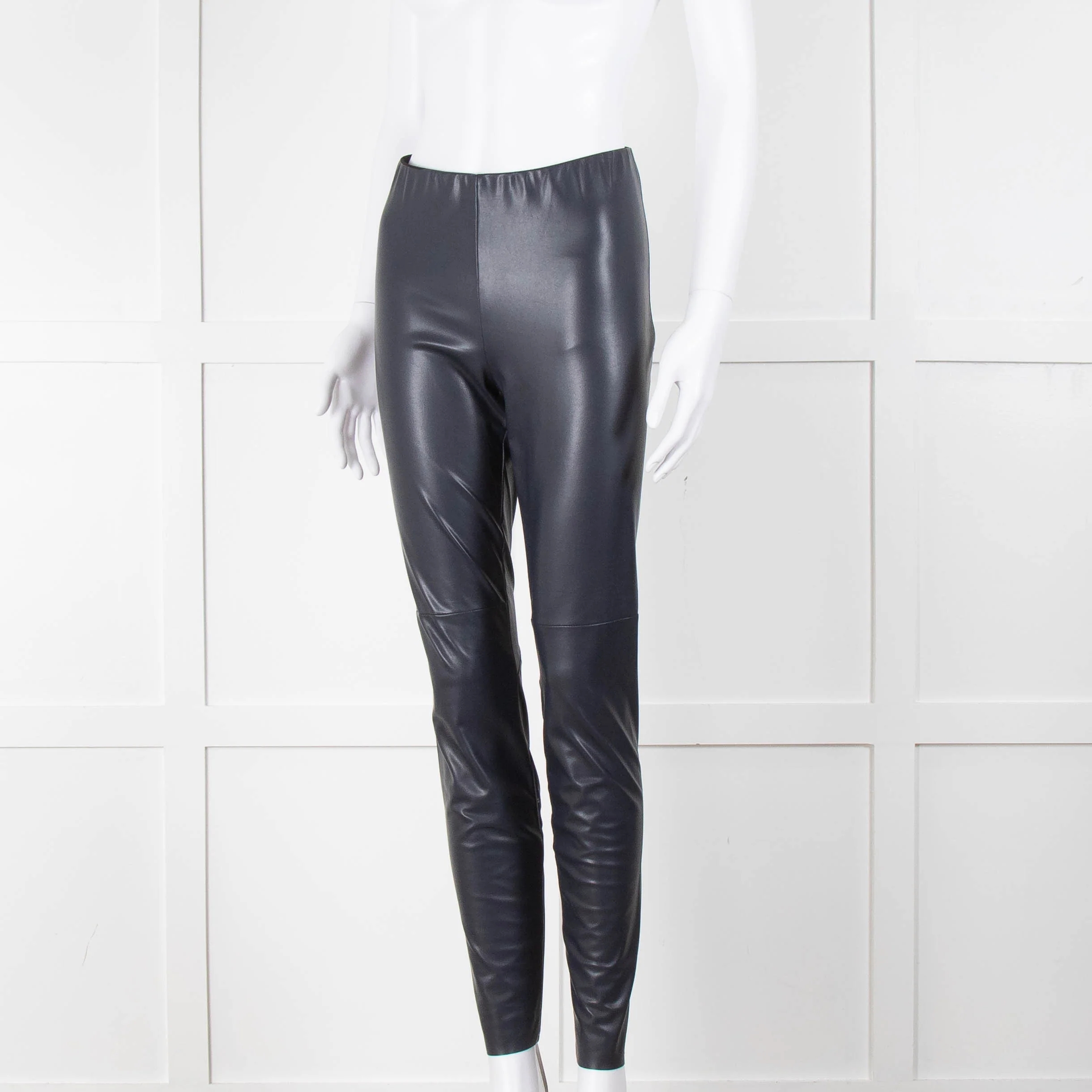 Riani Navy Faux Leather Leggings - Image 8