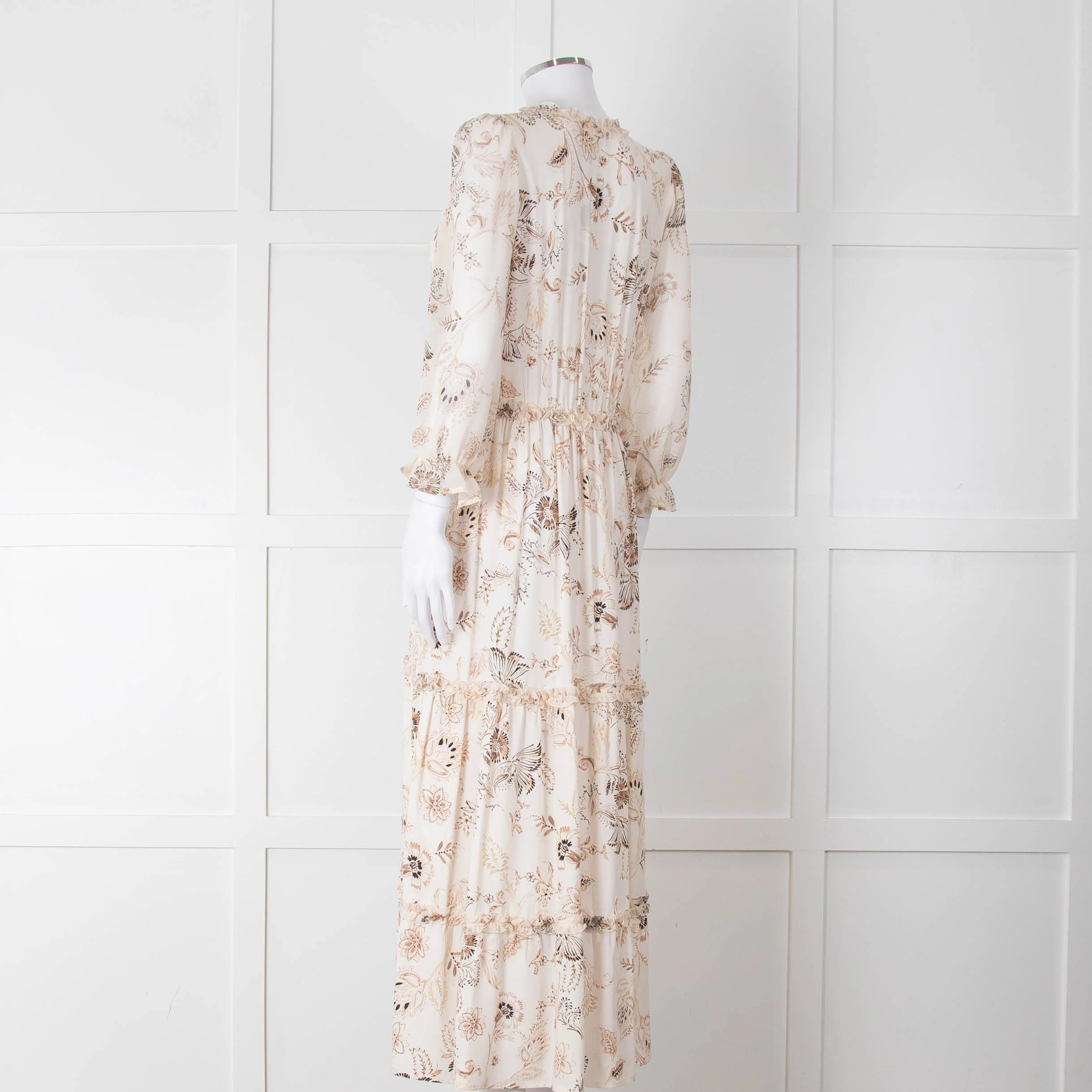 Riani Pale Floral Ruffle Neck And Tiered Maxi Dress - Image 7