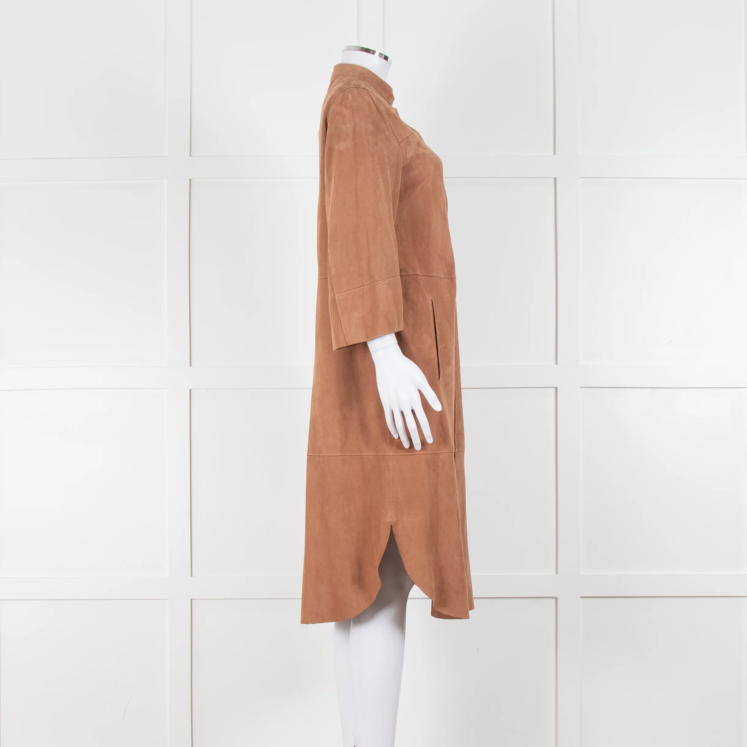Riani Tan Suede Long Line Shacket - Image 3