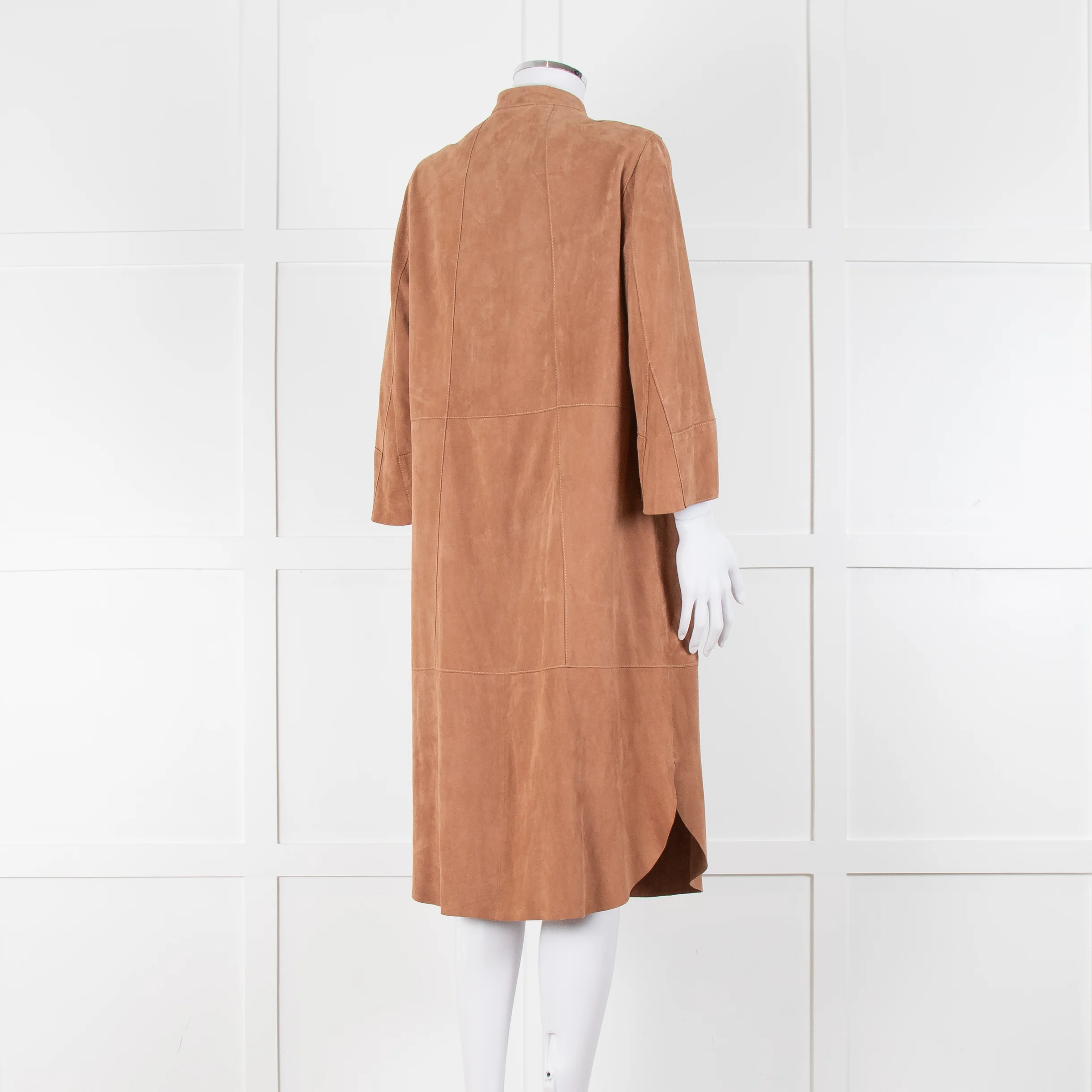 Riani Tan Suede Long Line Shacket - Image 4