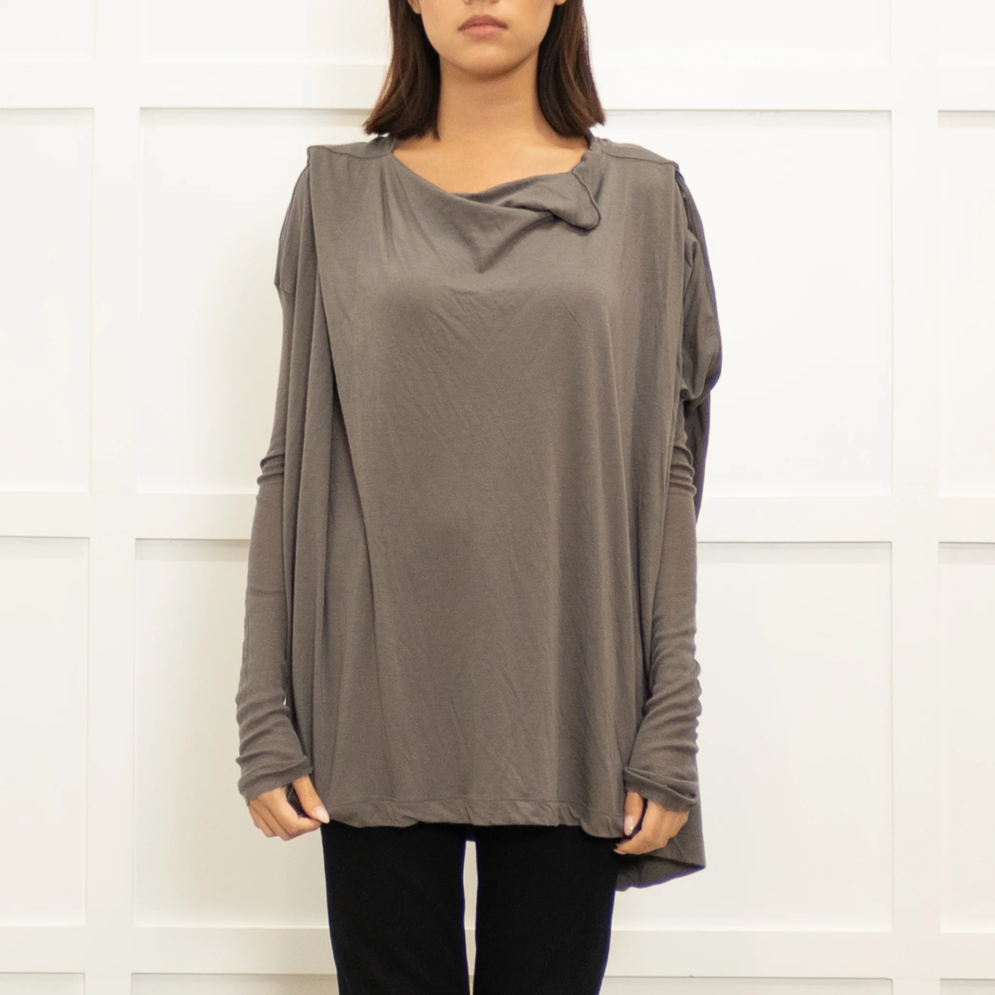Rick Owens Grey Oversized Long Sleeve Top - Image 2