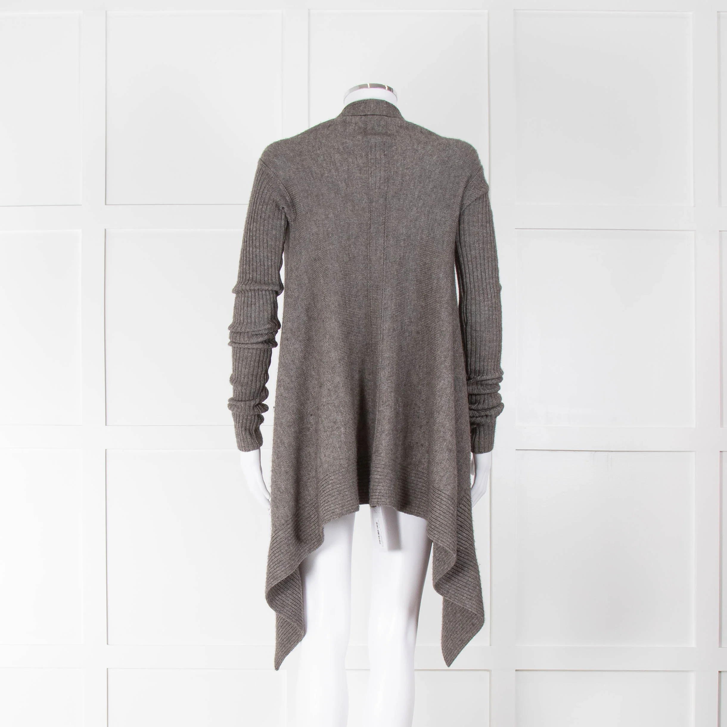 Rick Owens Grey Wool Waterfall Cardigan - Image 3