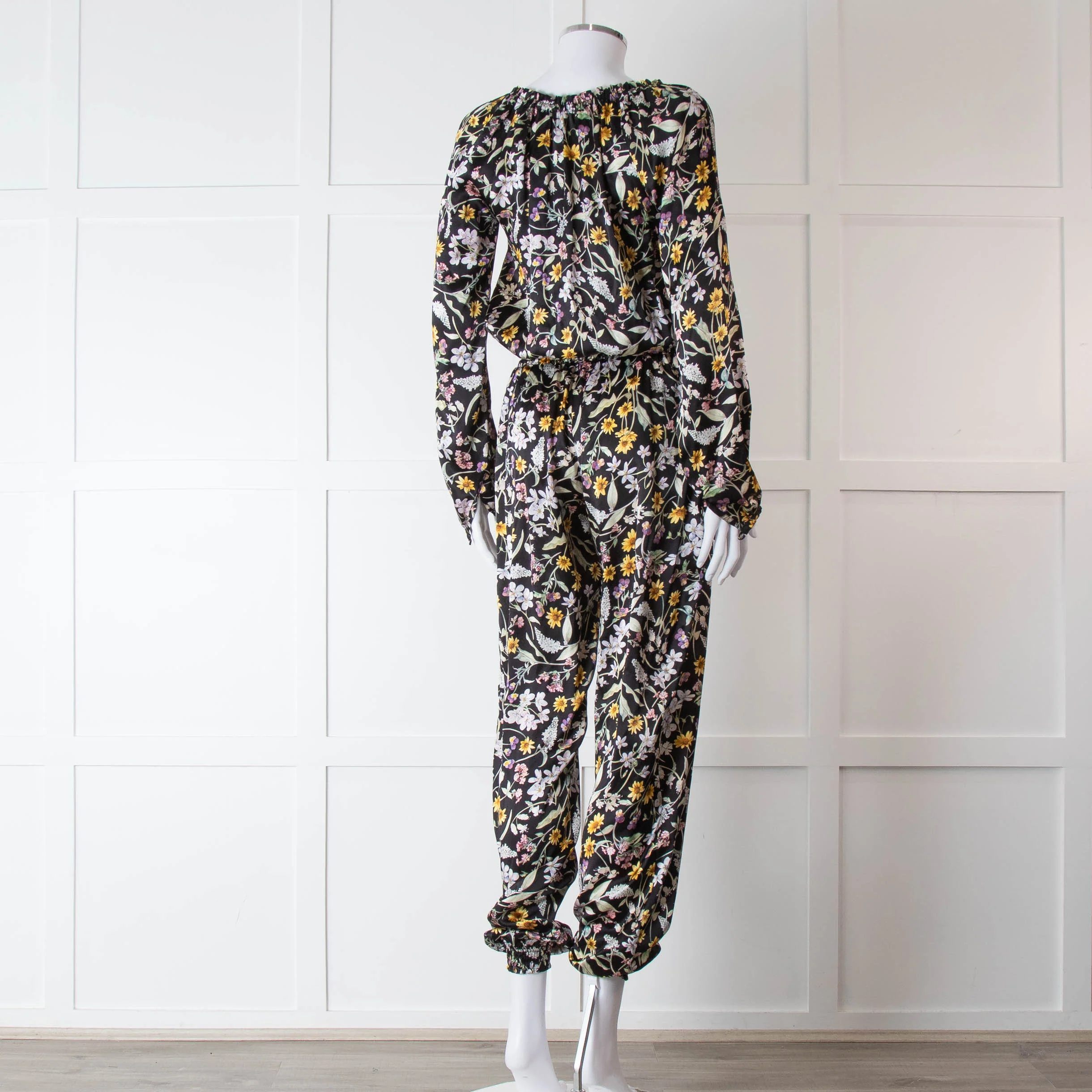 Ridley Black Multi Colour Floral Print Silk Jumpsuit - Image 4