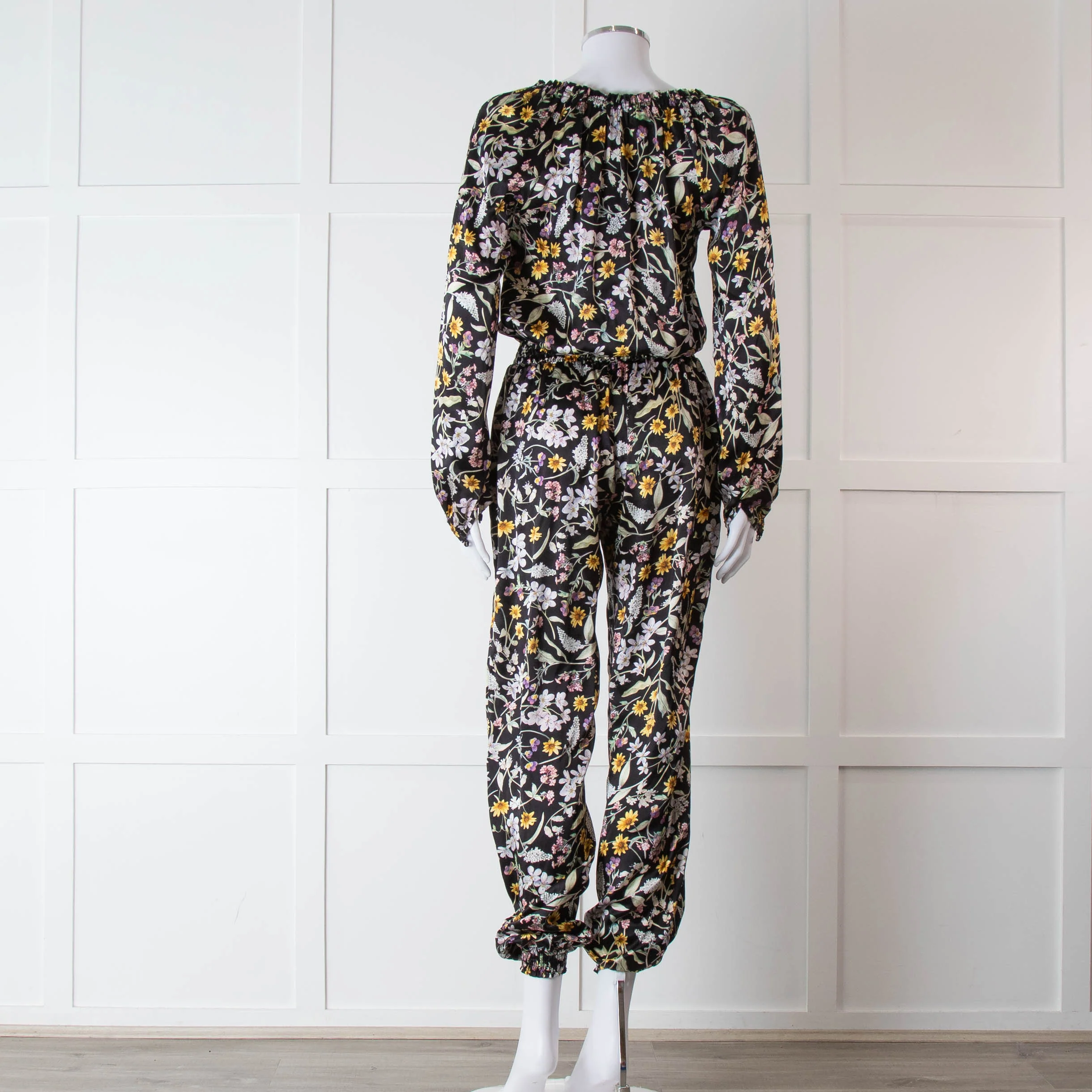 Ridley Black Multi Colour Floral Print Silk Jumpsuit - Image 5
