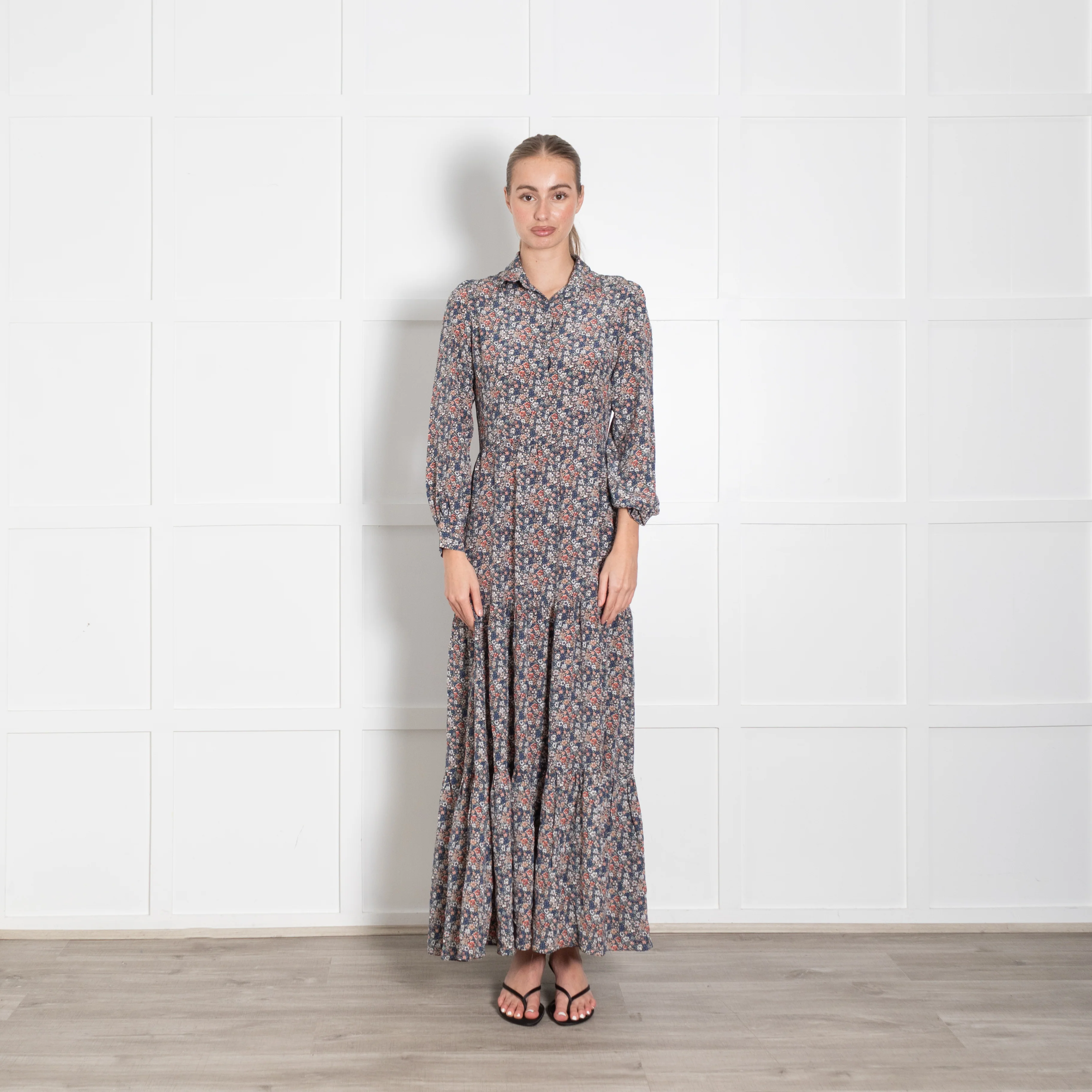 Ridley Black Multi Floral Silk Maxi Dress