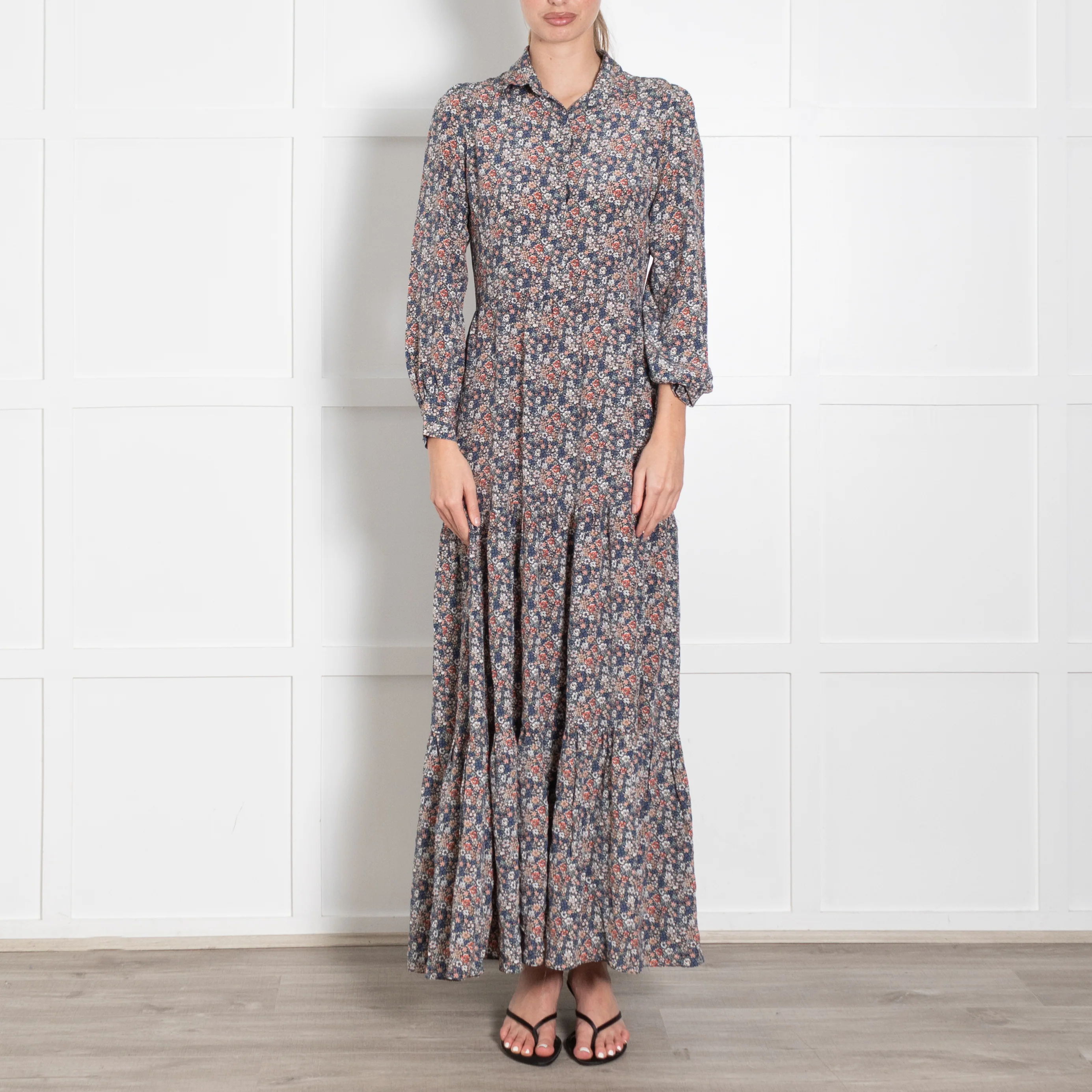 Ridley Black Multi Floral Silk Maxi Dress - Image 2