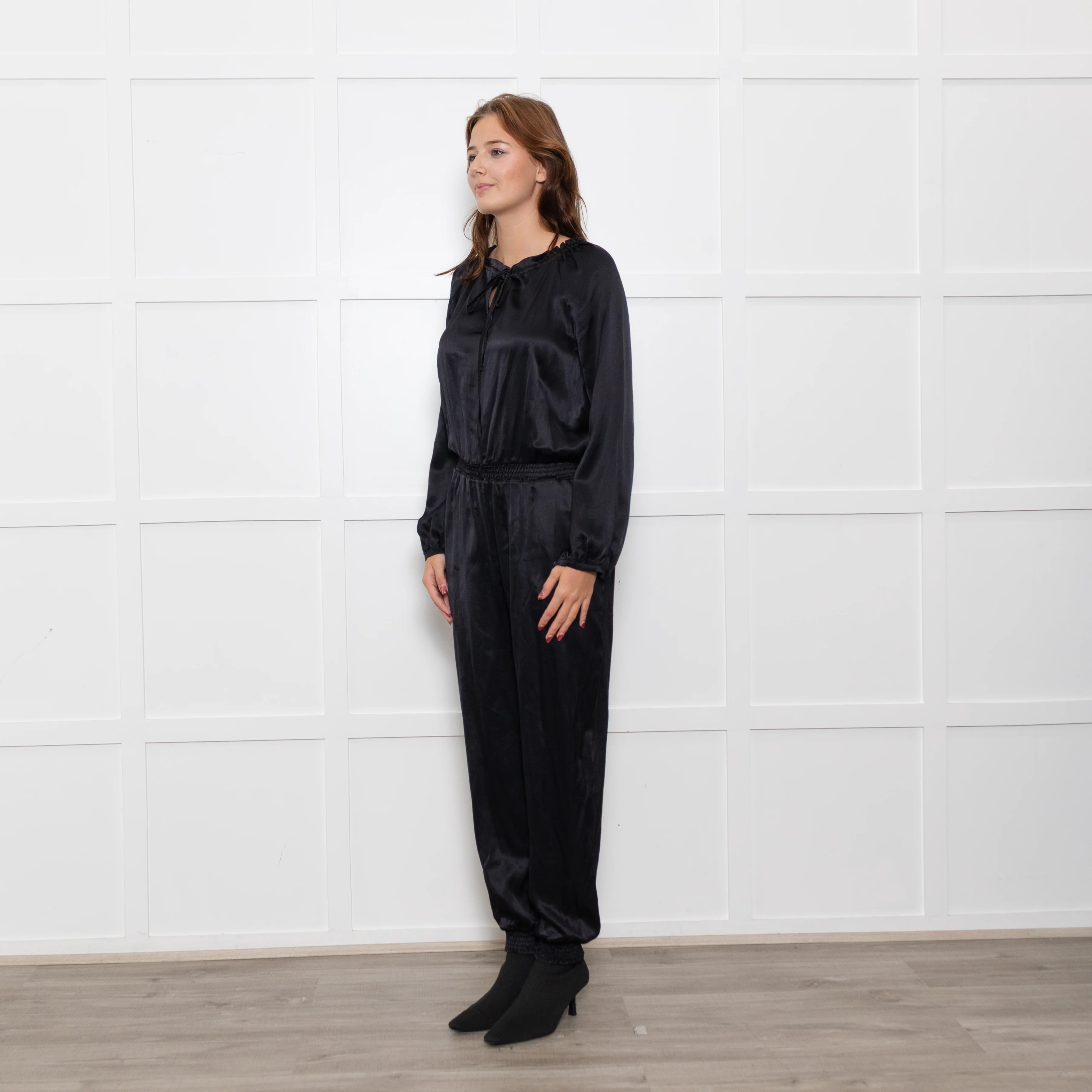 Ridley Black Silk Elasticated Waist Jumpsuit - Image 3