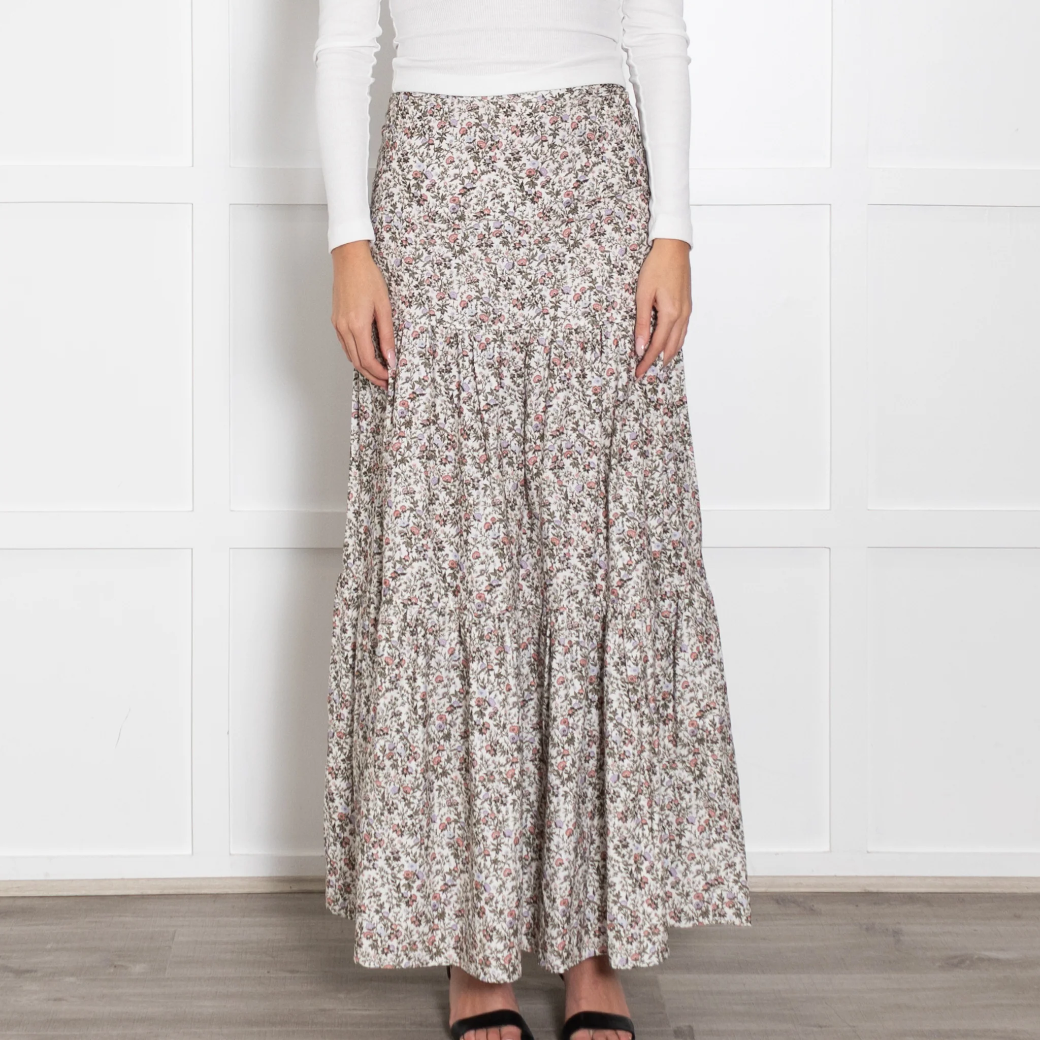 Ridley Cream Floral Corduroy Maxi Skirt - Image 2