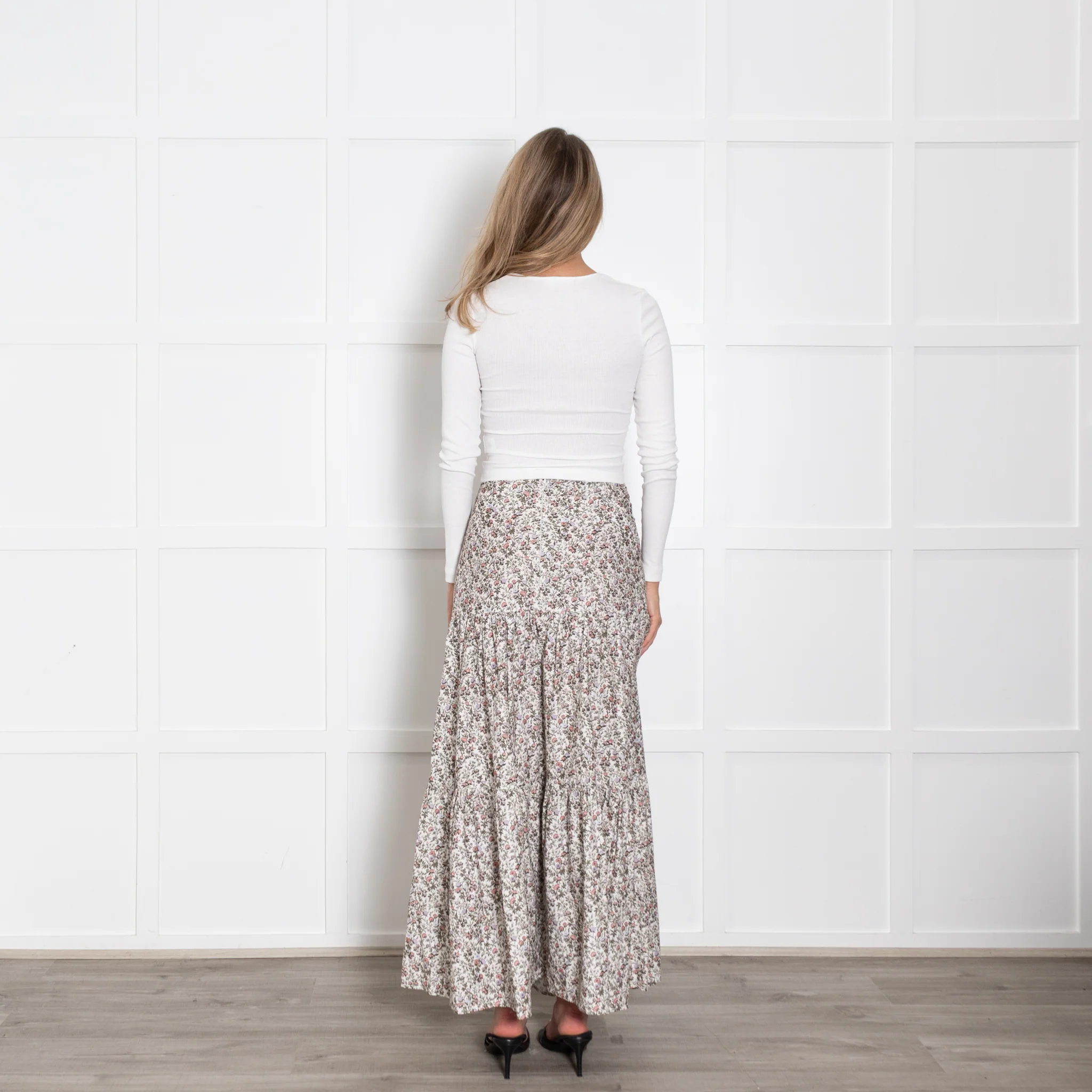 Ridley Cream Floral Corduroy Maxi Skirt - Image 5