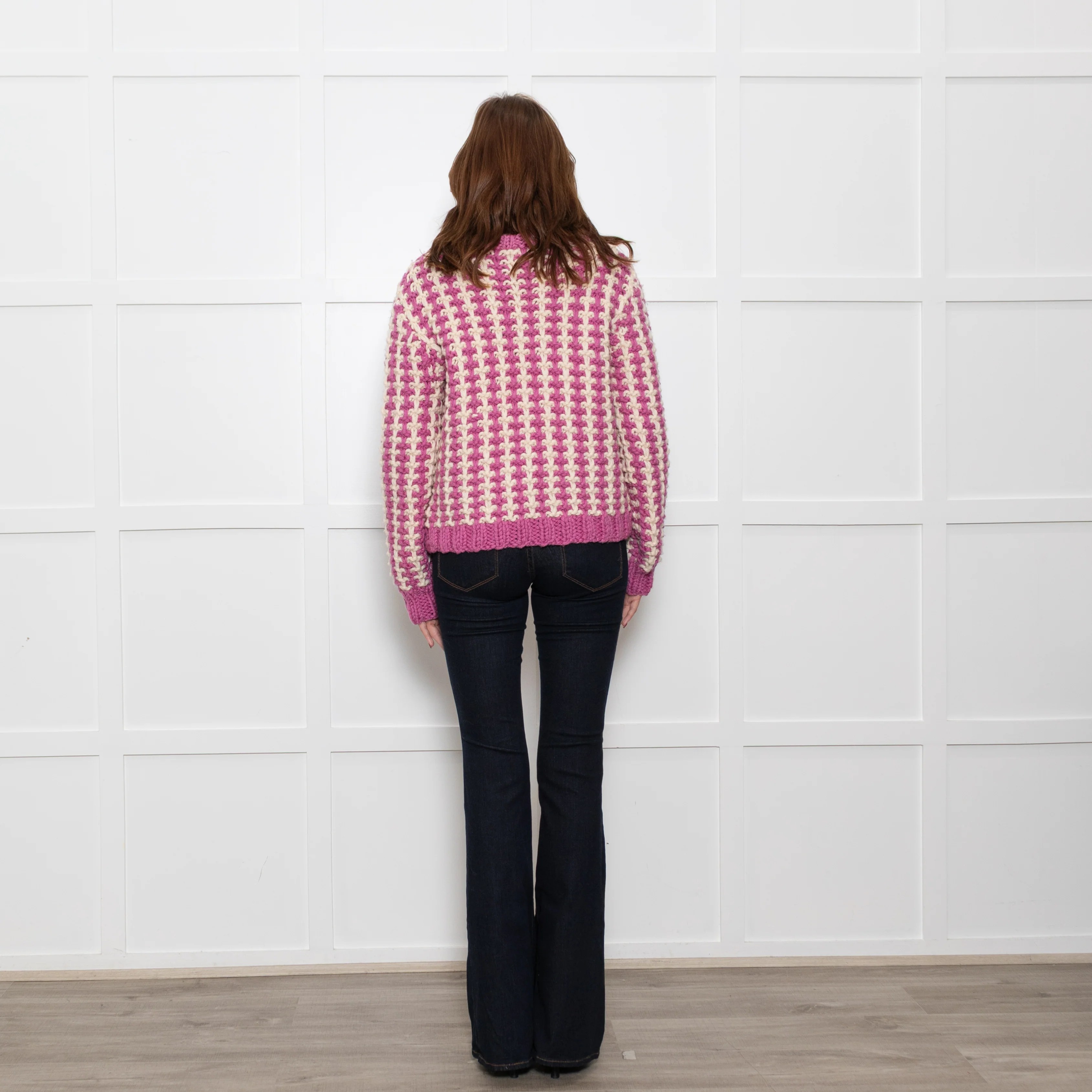Ridley Cream Purple Chunky Knit Oversized Jumper - Image 5