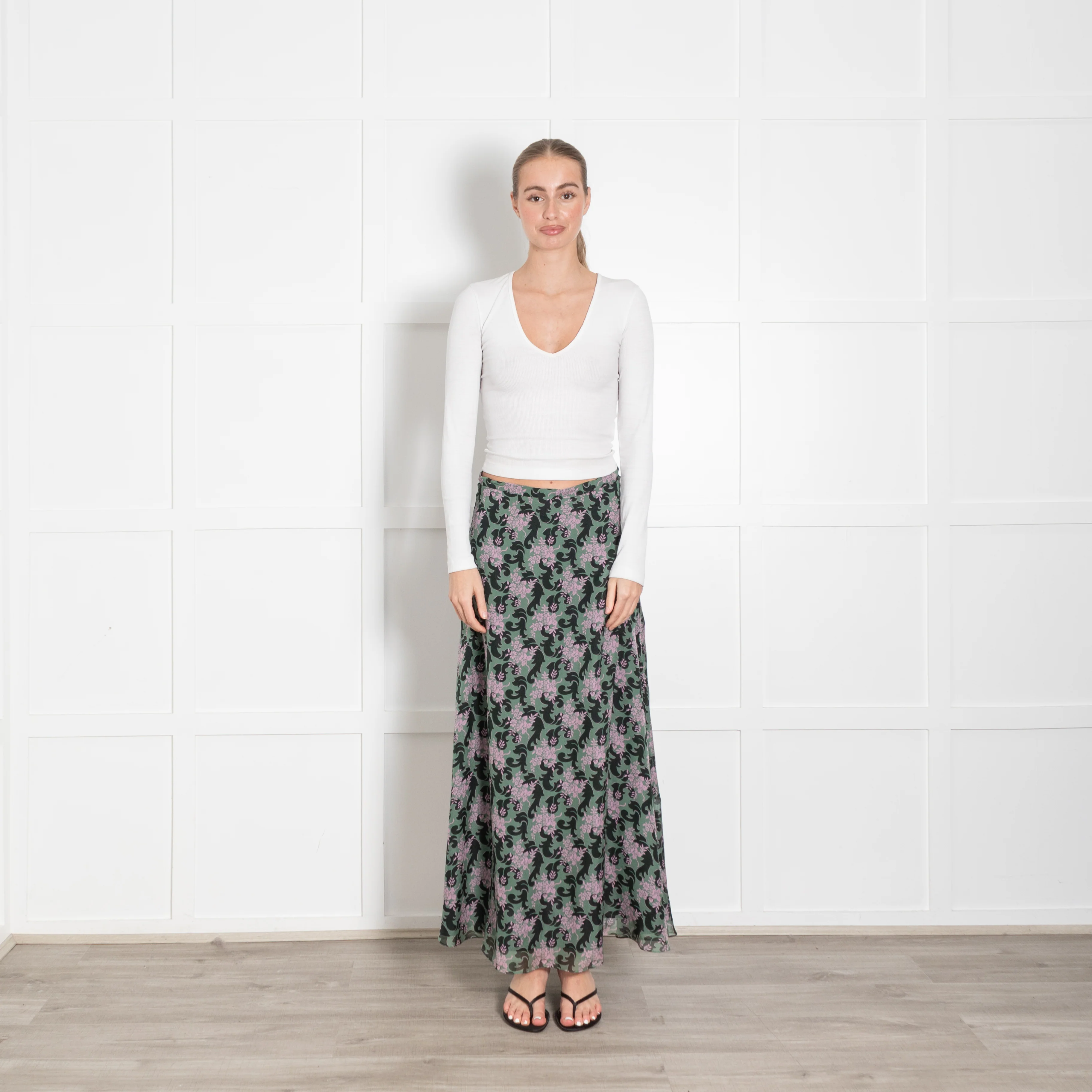 Ridley Green Black Pink Floral Skirt