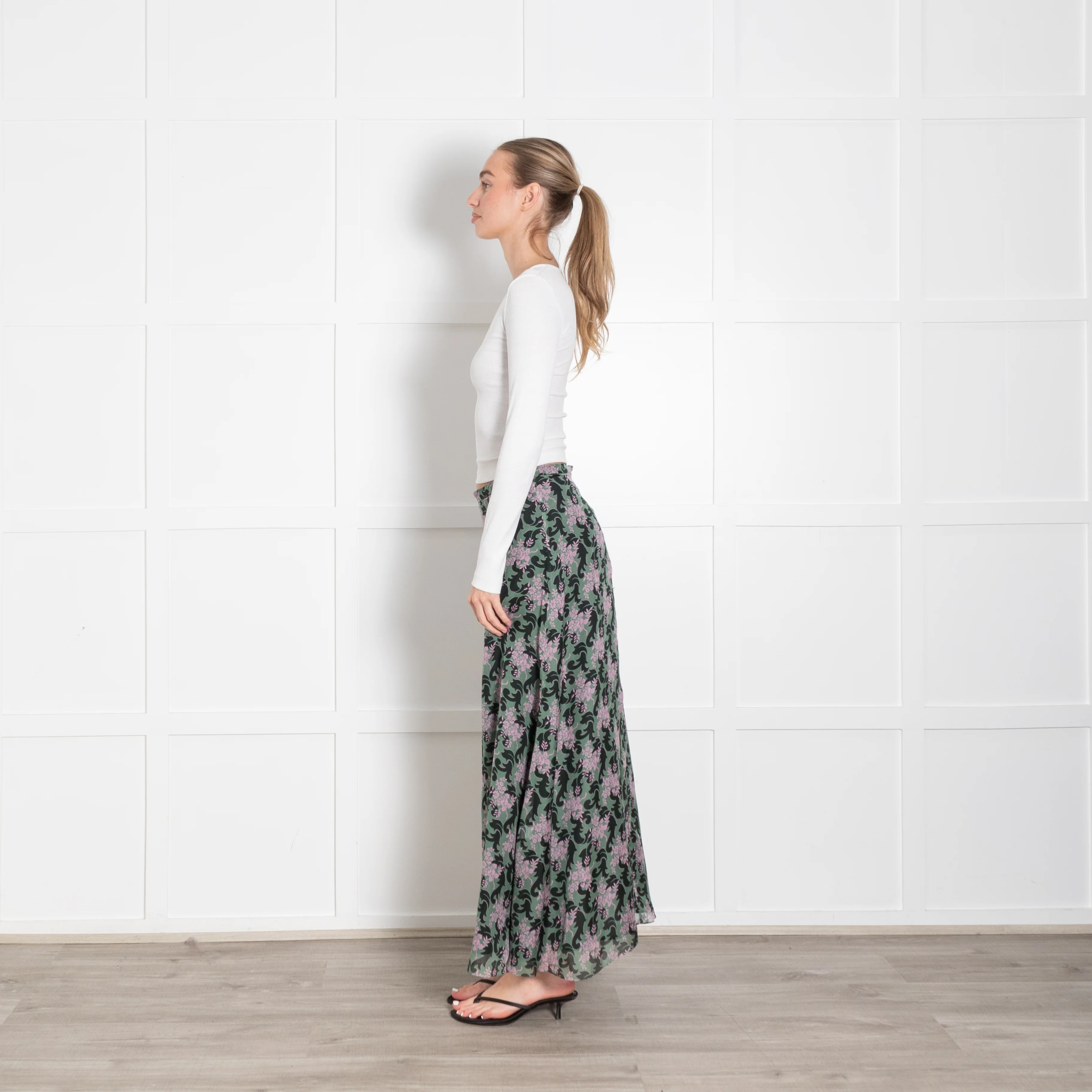 Ridley Green Black Pink Floral Skirt - Image 4