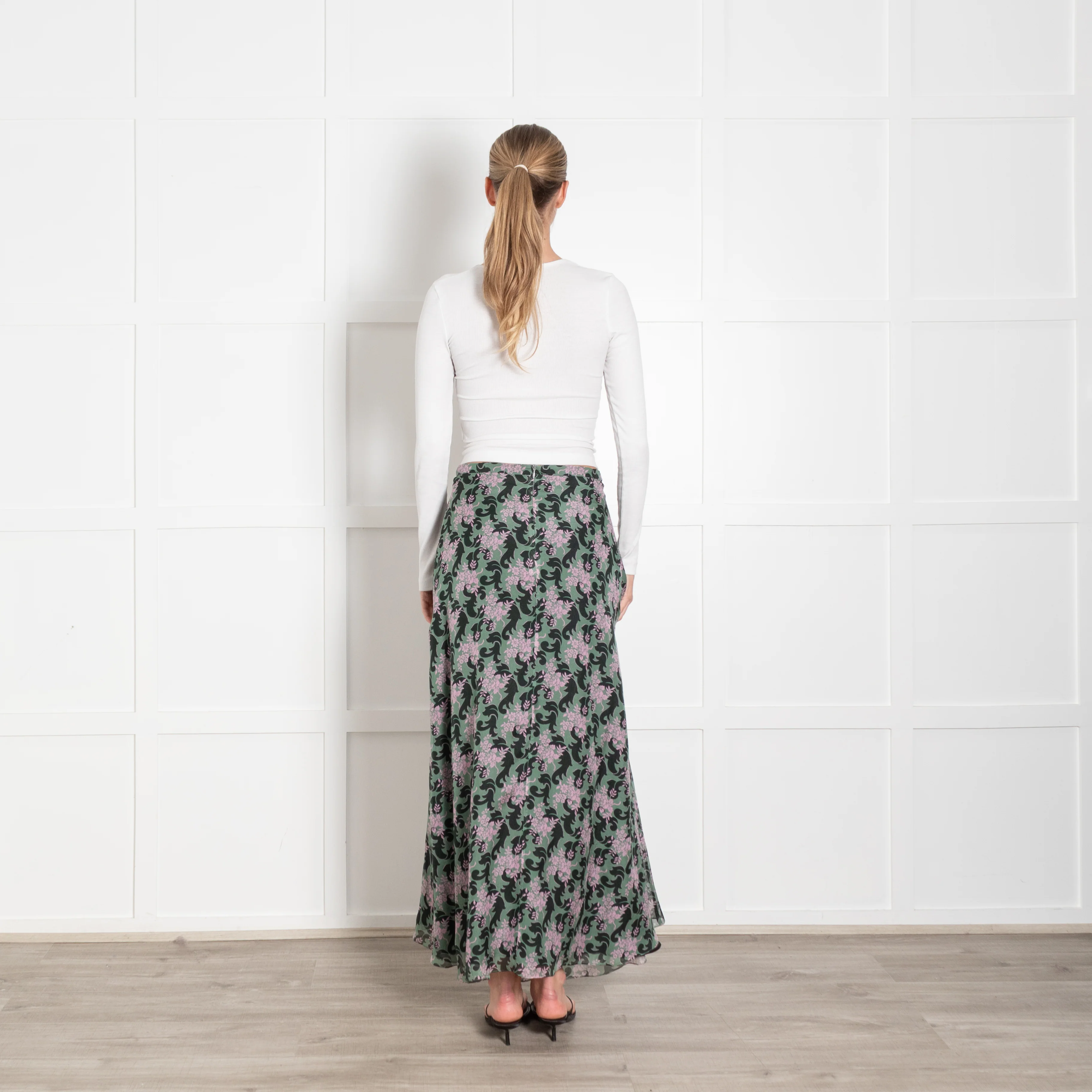 Ridley Green Black Pink Floral Skirt - Image 5