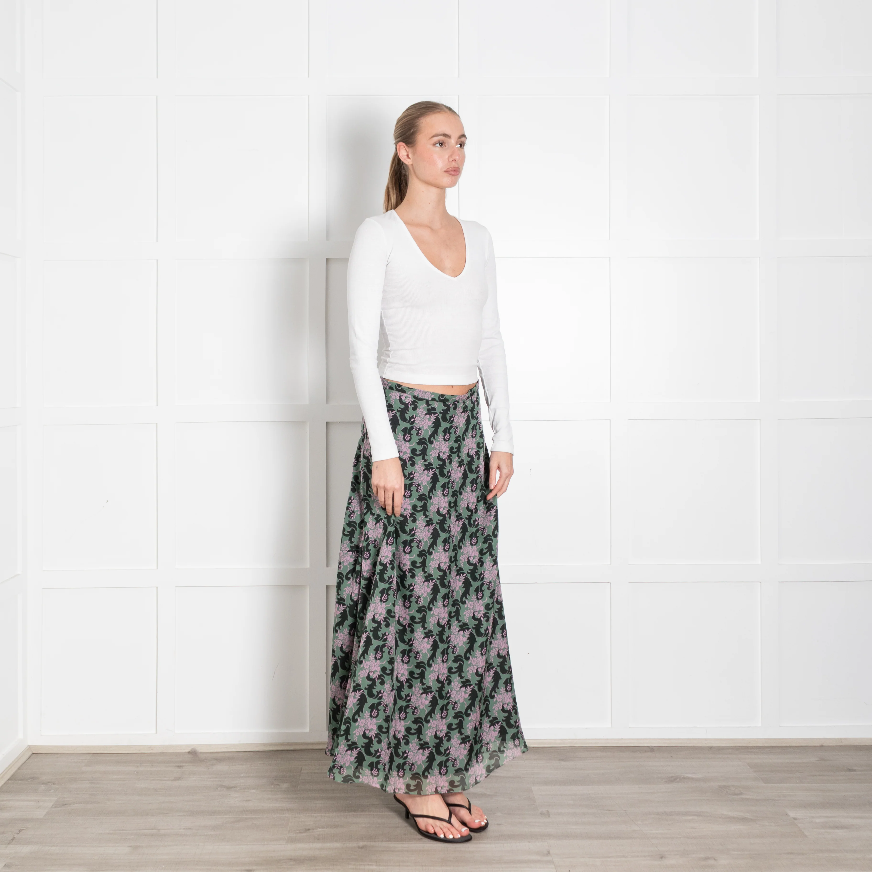 Ridley Green Black Pink Floral Skirt - Image 7