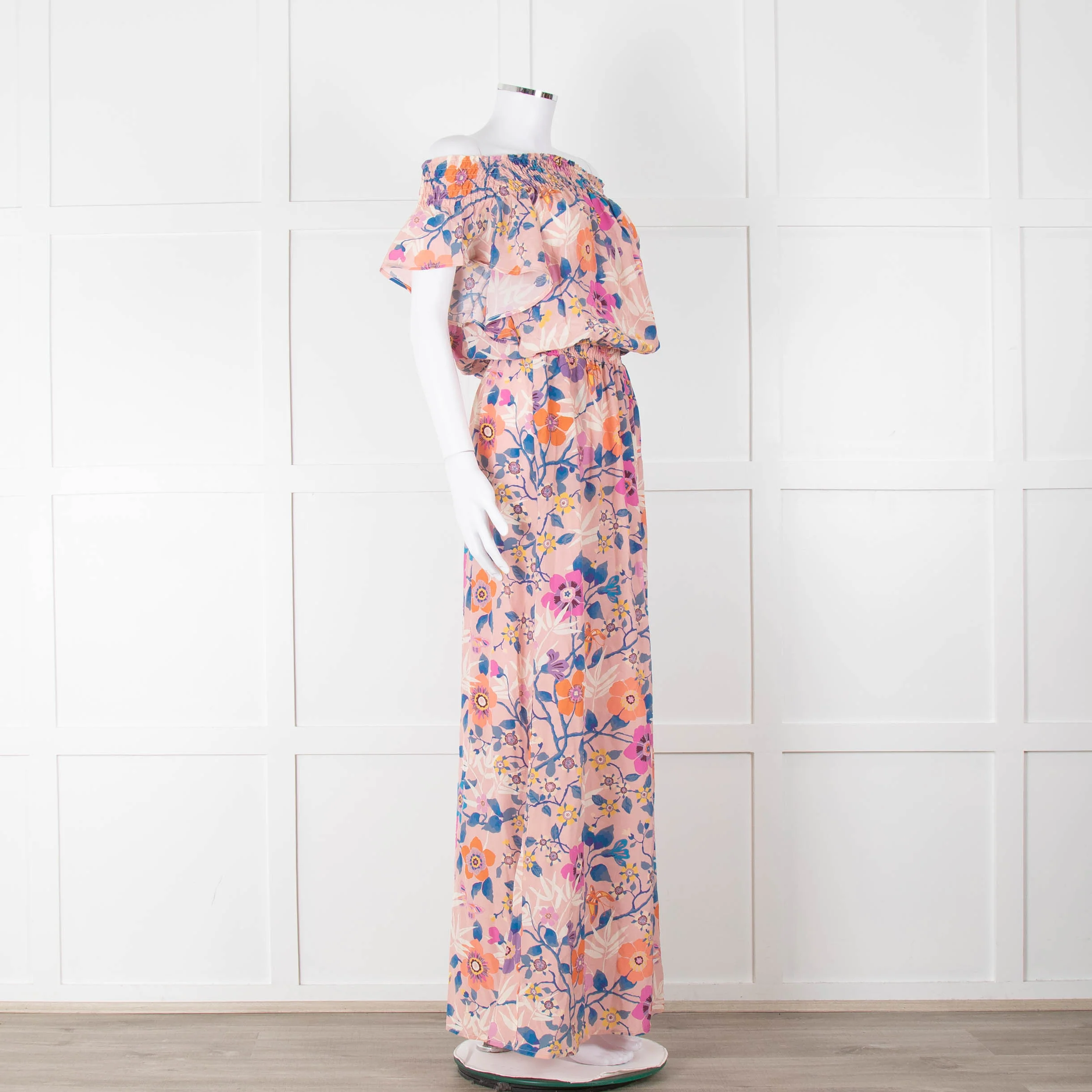 Ridley Pale Pink Blue Purple Floral Sleeveless Maxi Dress - Image 2